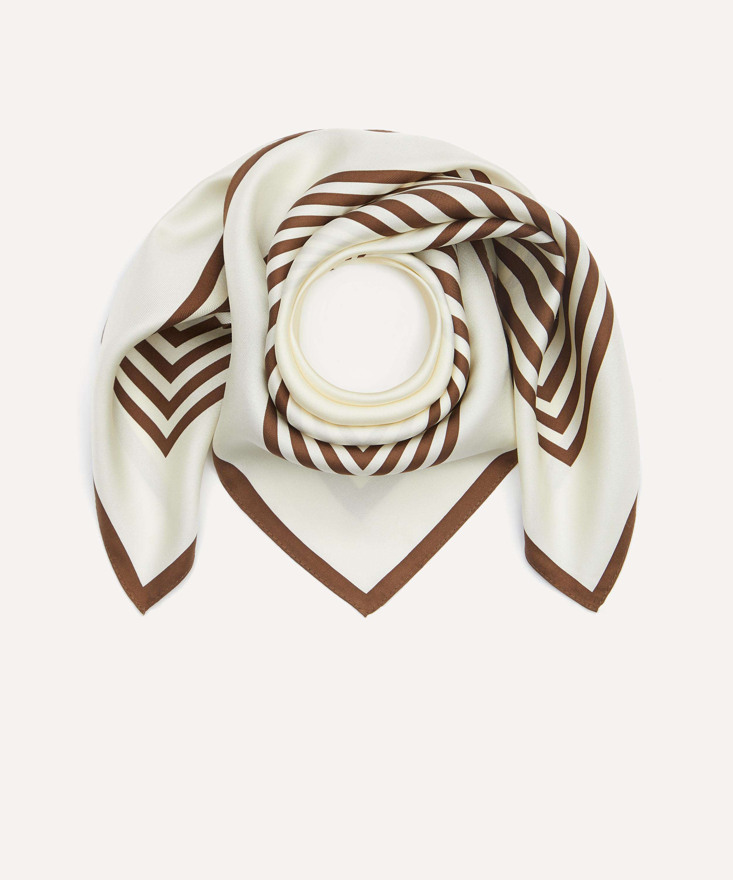 Lescarf - Striped Cream 65x65 Silk Scarf