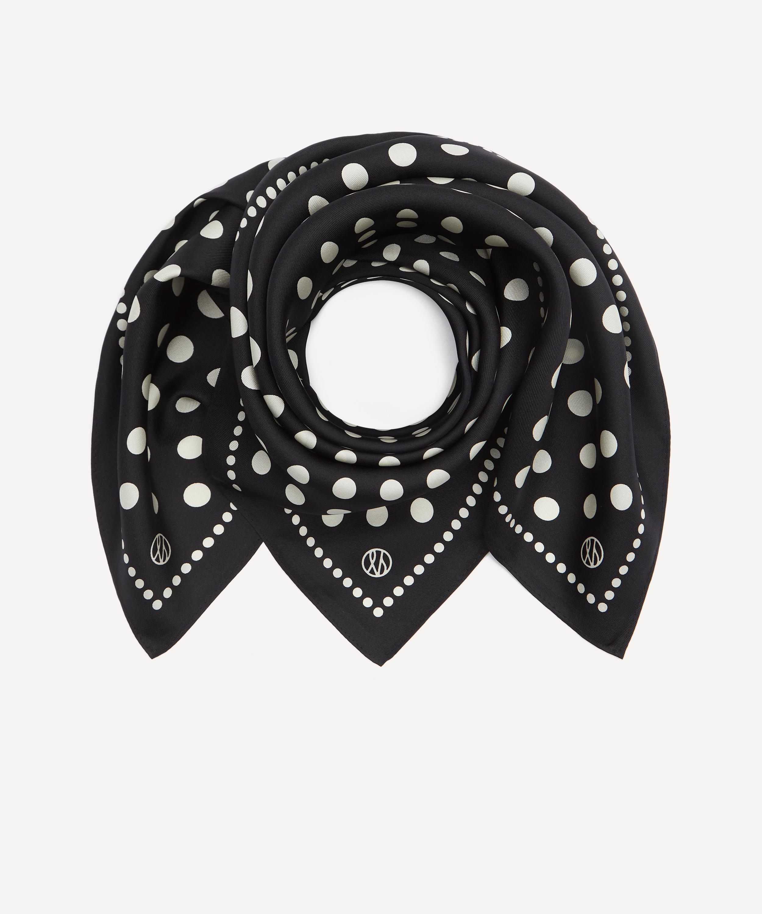 Lescarf - Polkadot Print Black 65x65 Silk Scarf