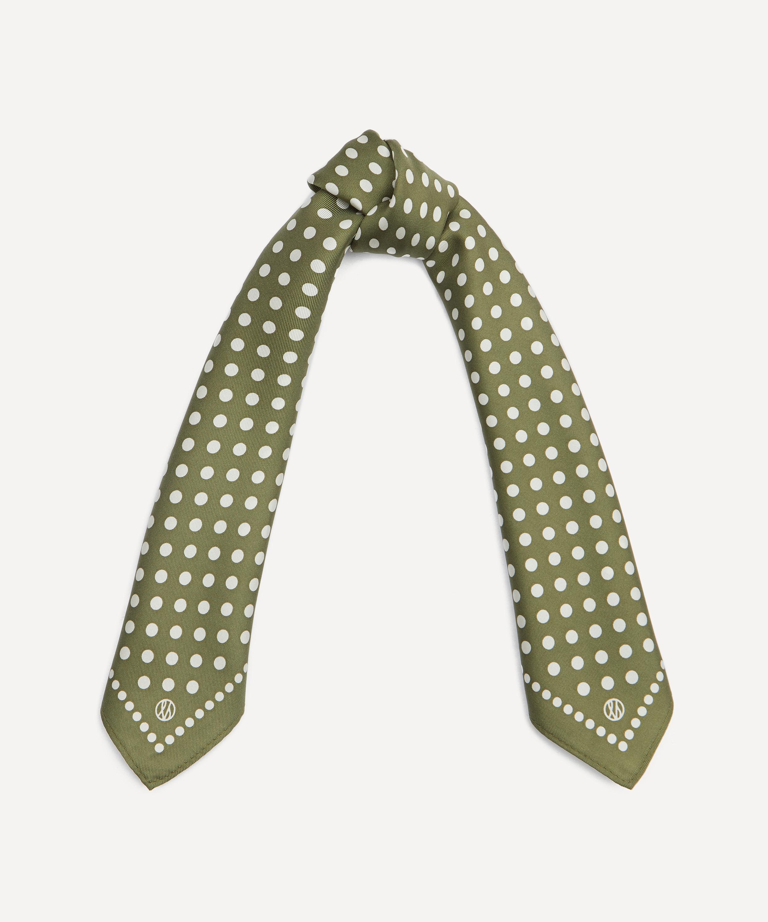Lescarf - Polkadot Print Green Silk Scarf