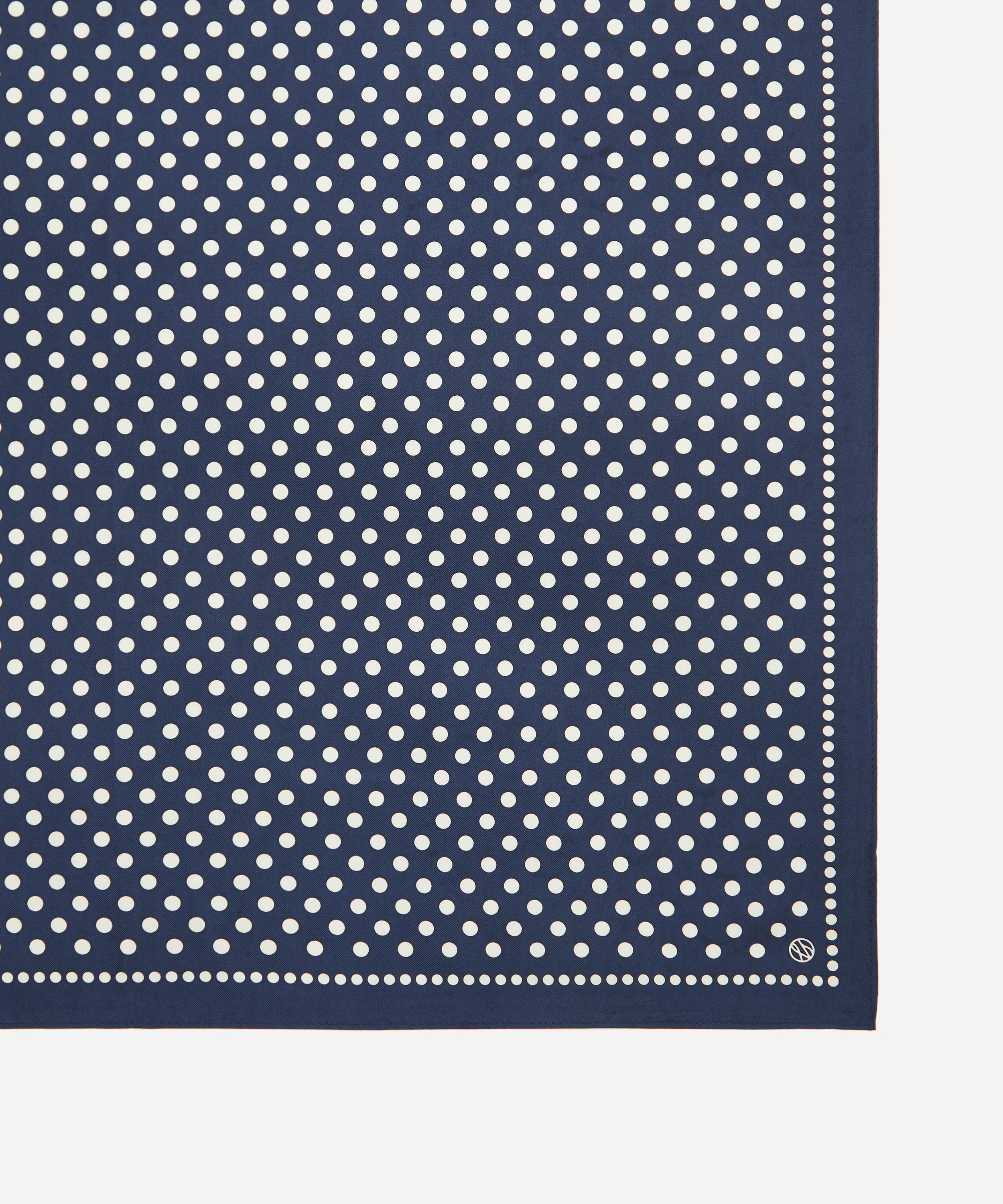 Lescarf - Polkadot Print Navy 50x50 Silk Scarf image number 2