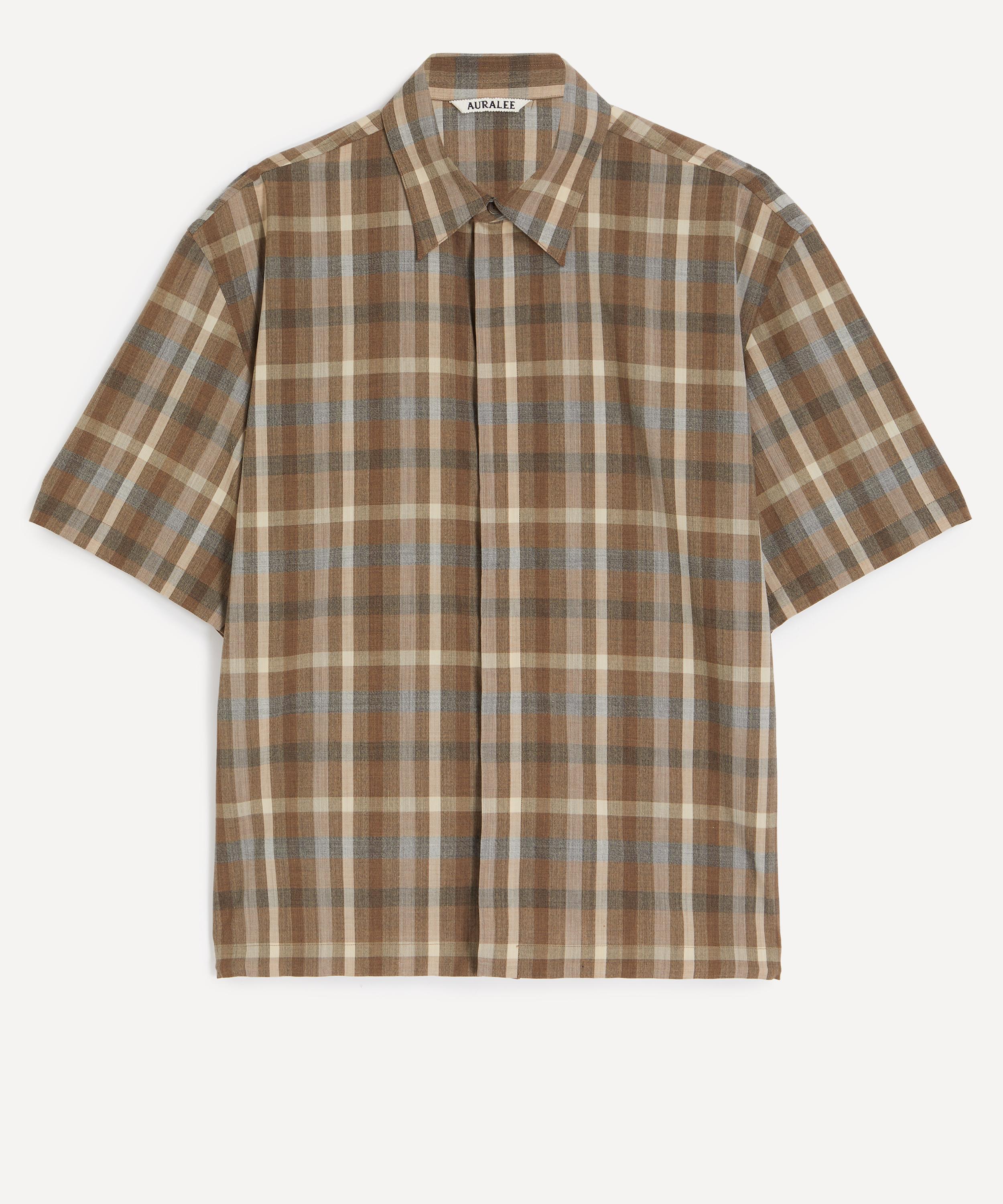 Auralee - Checked Tropical Wool Short-Sleeve Shirt