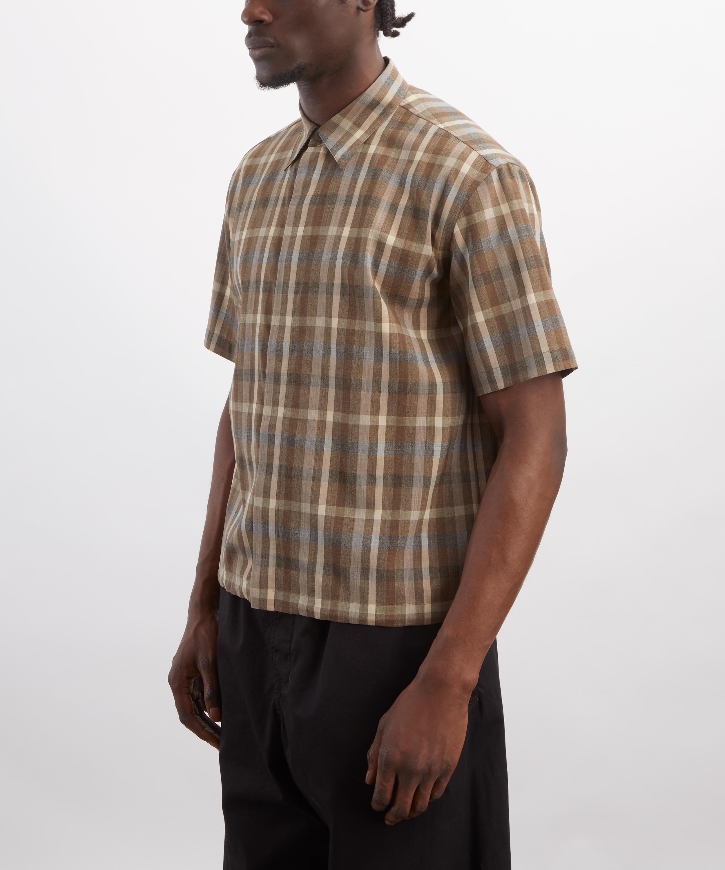 Auralee - Checked Tropical Wool Short-Sleeve Shirt image number 2