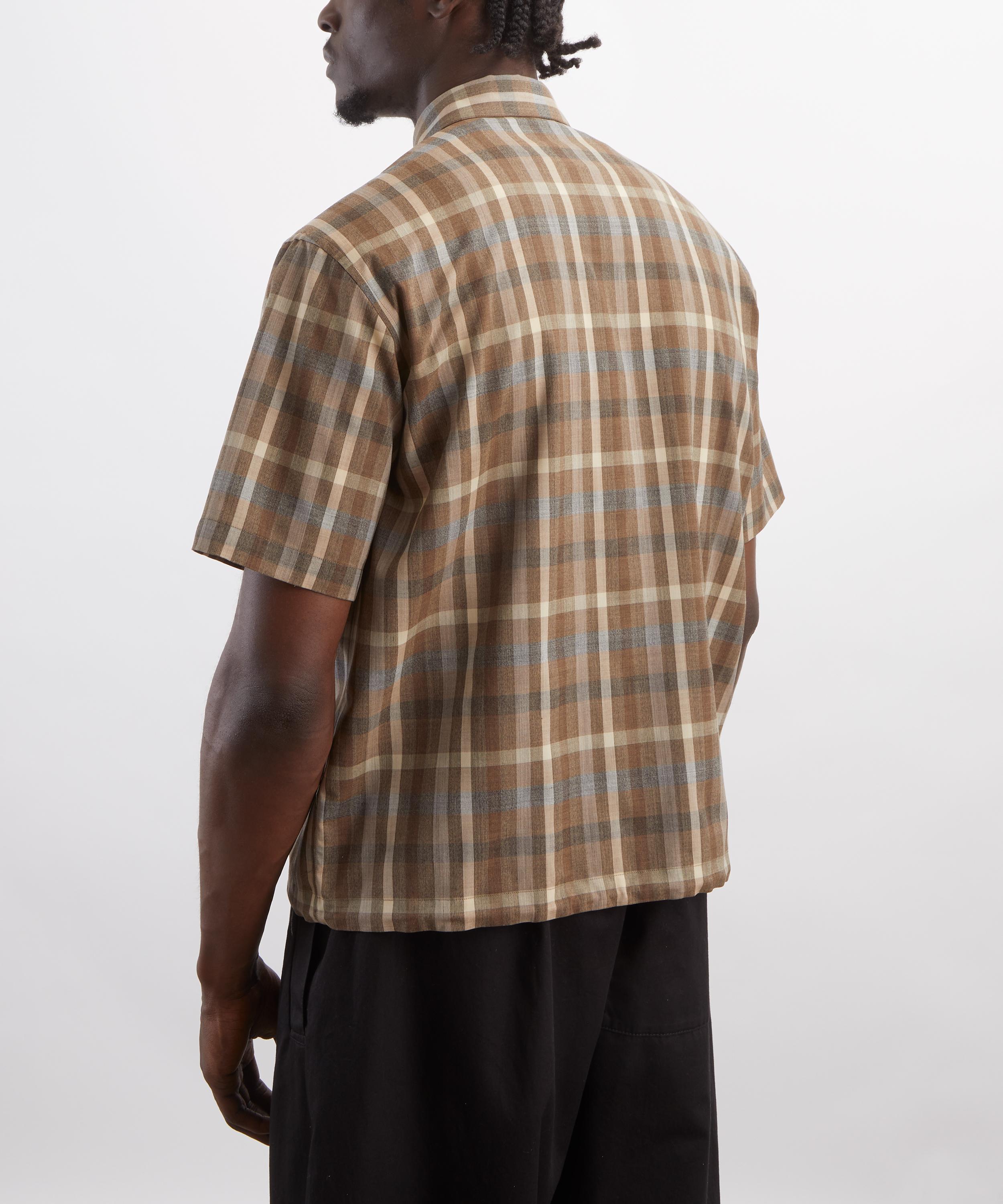 Auralee - Checked Tropical Wool Short-Sleeve Shirt image number 3