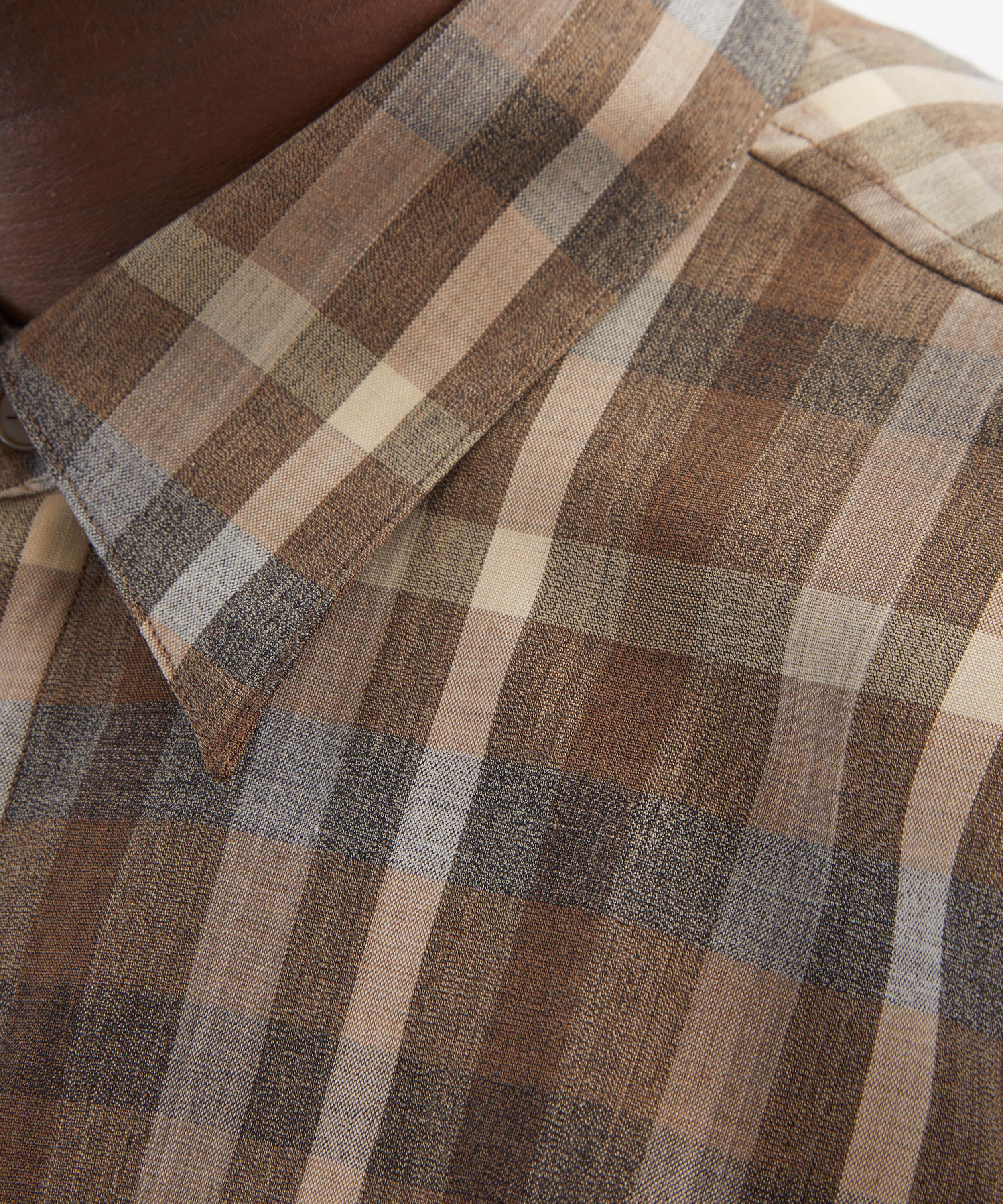 Auralee - Checked Tropical Wool Short-Sleeve Shirt image number 4