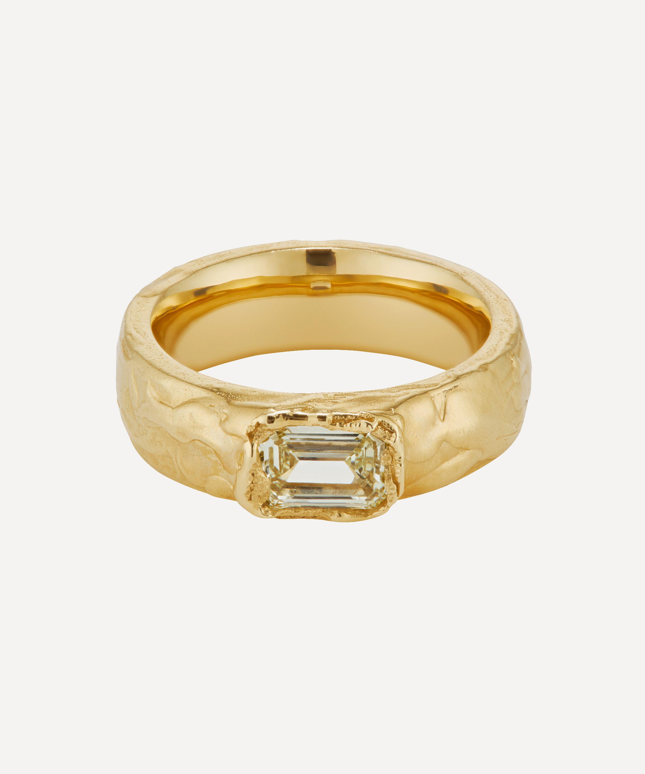 Ellis Mhairi Cameron - 14ct Gold Armach Lemon Diamond Wide Ring