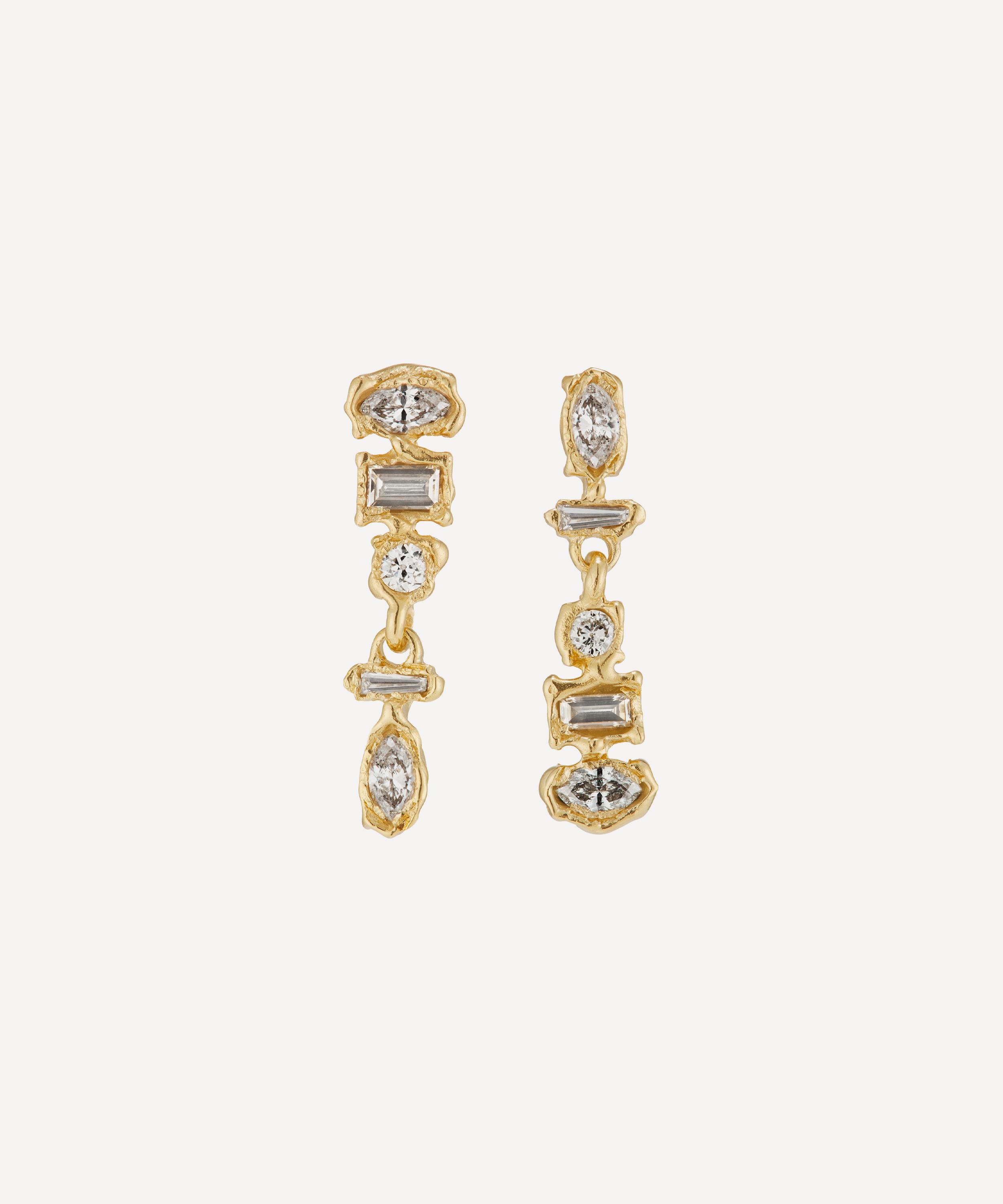 Ellis Mhairi Cameron - 14ct Gold Armach Mixed Diamond Drop Earrings I image number 0