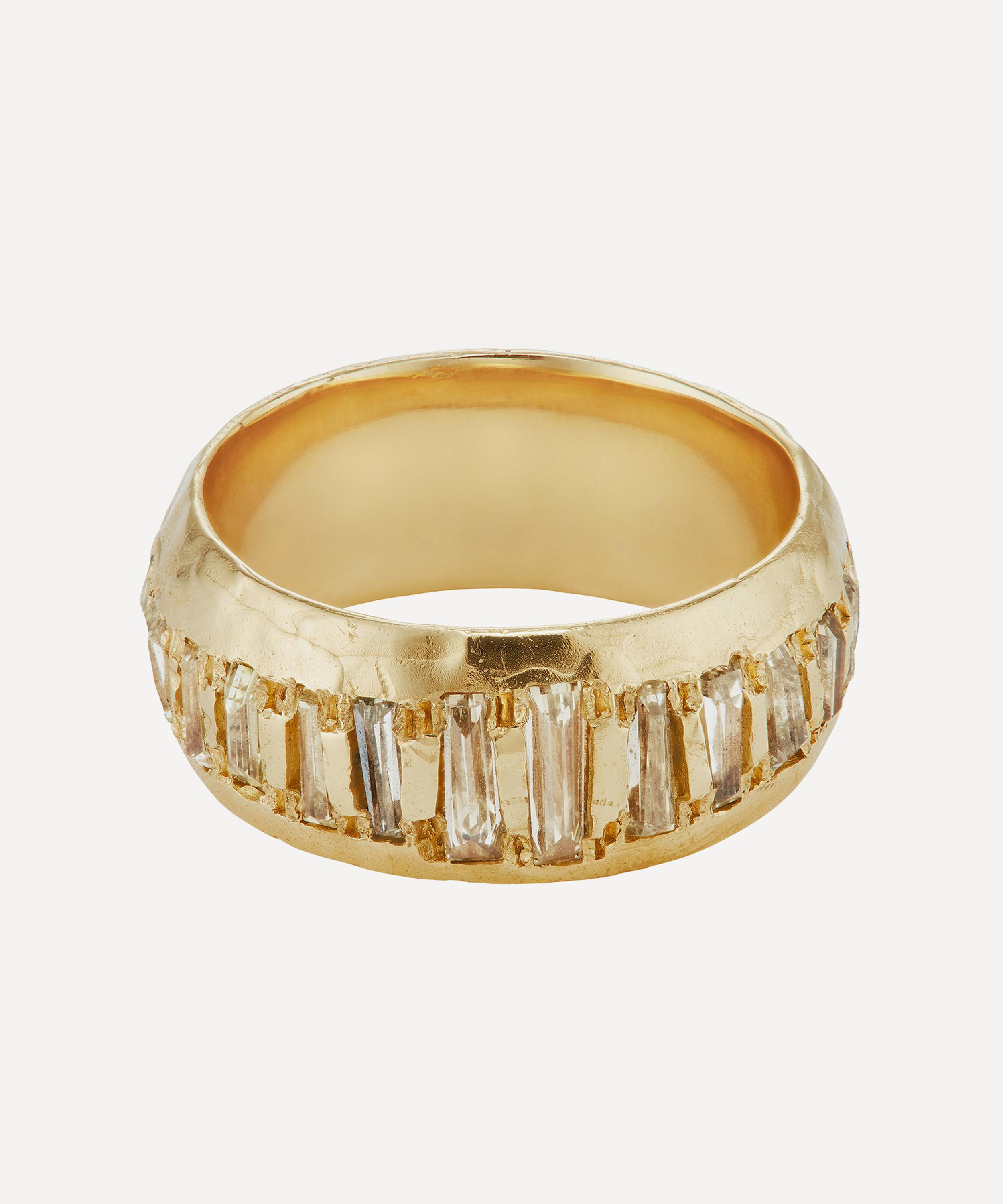 Ellis Mhairi Cameron - 14ct Gold Lemon Baguette Diamond Half Eternity Scatter Ring