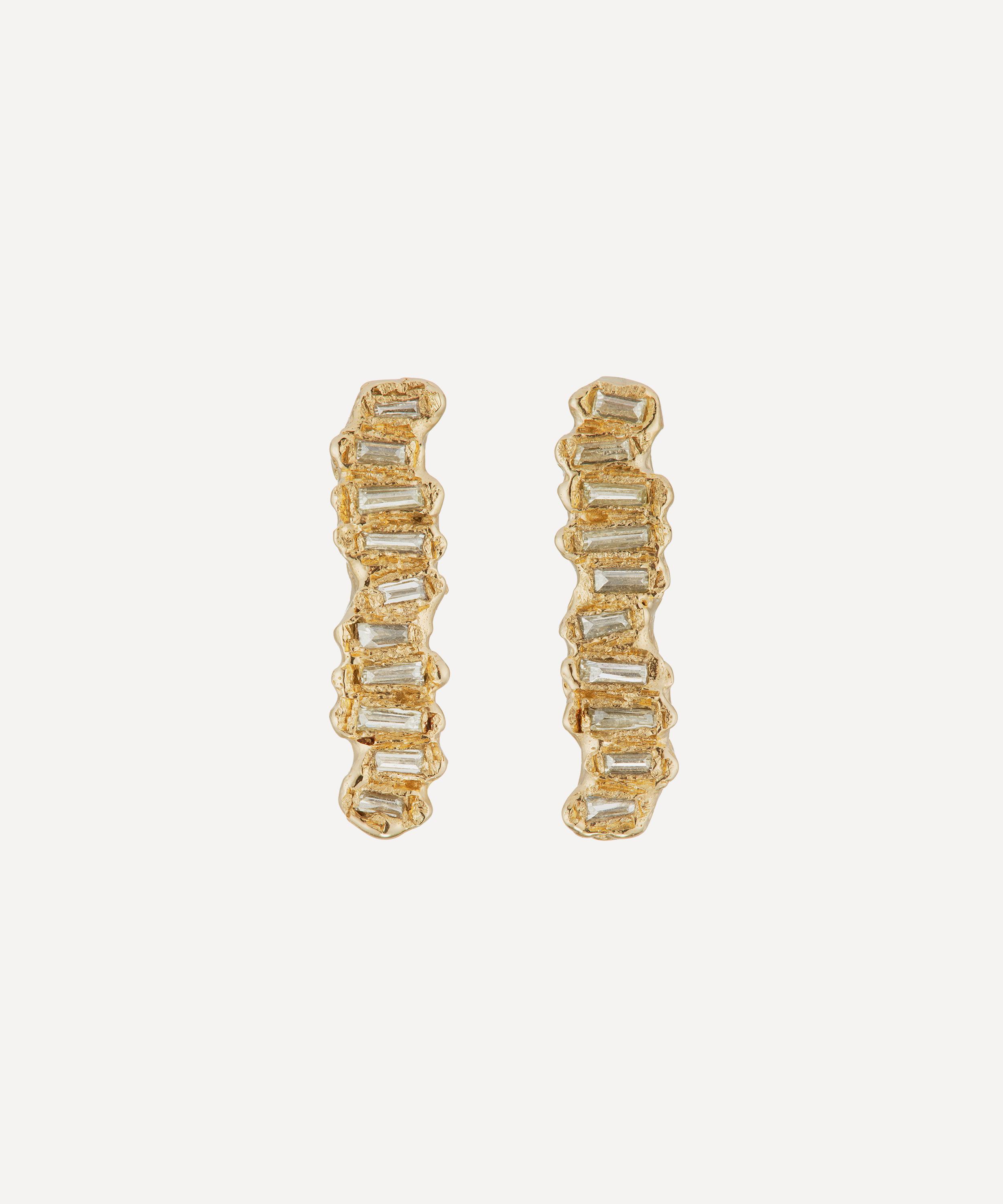 Ellis Mhairi Cameron - 14ct Gold Lemon Baguette Diamond Scatter Extra Large Stud Earrings