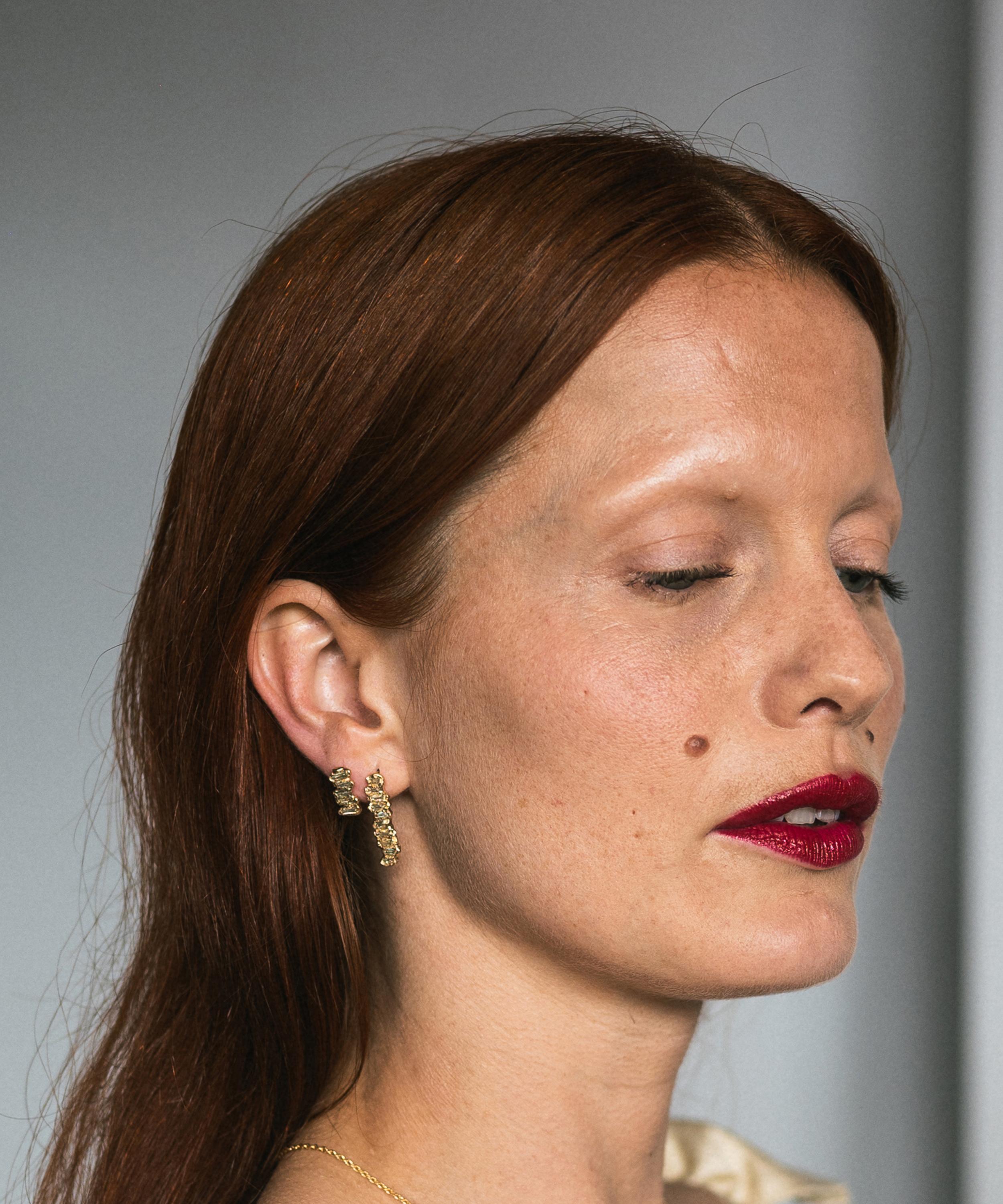 Ellis Mhairi Cameron - 14ct Gold Lemon Baguette Diamond Scatter Extra Large Stud Earrings image number 1