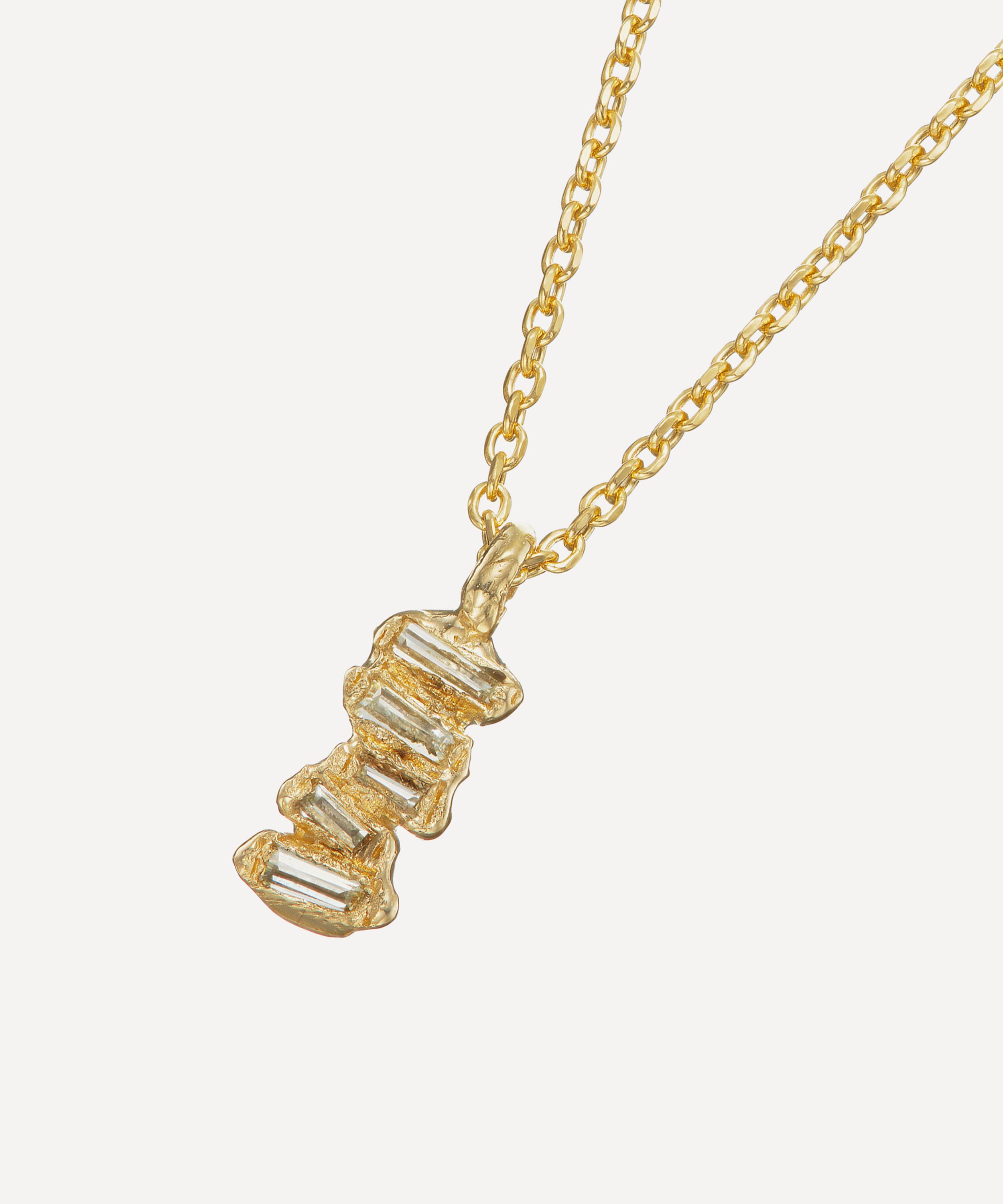 Ellis Mhairi Cameron - 14ct Gold Lemon Baguette Diamond Scatter Large Pendant Necklace