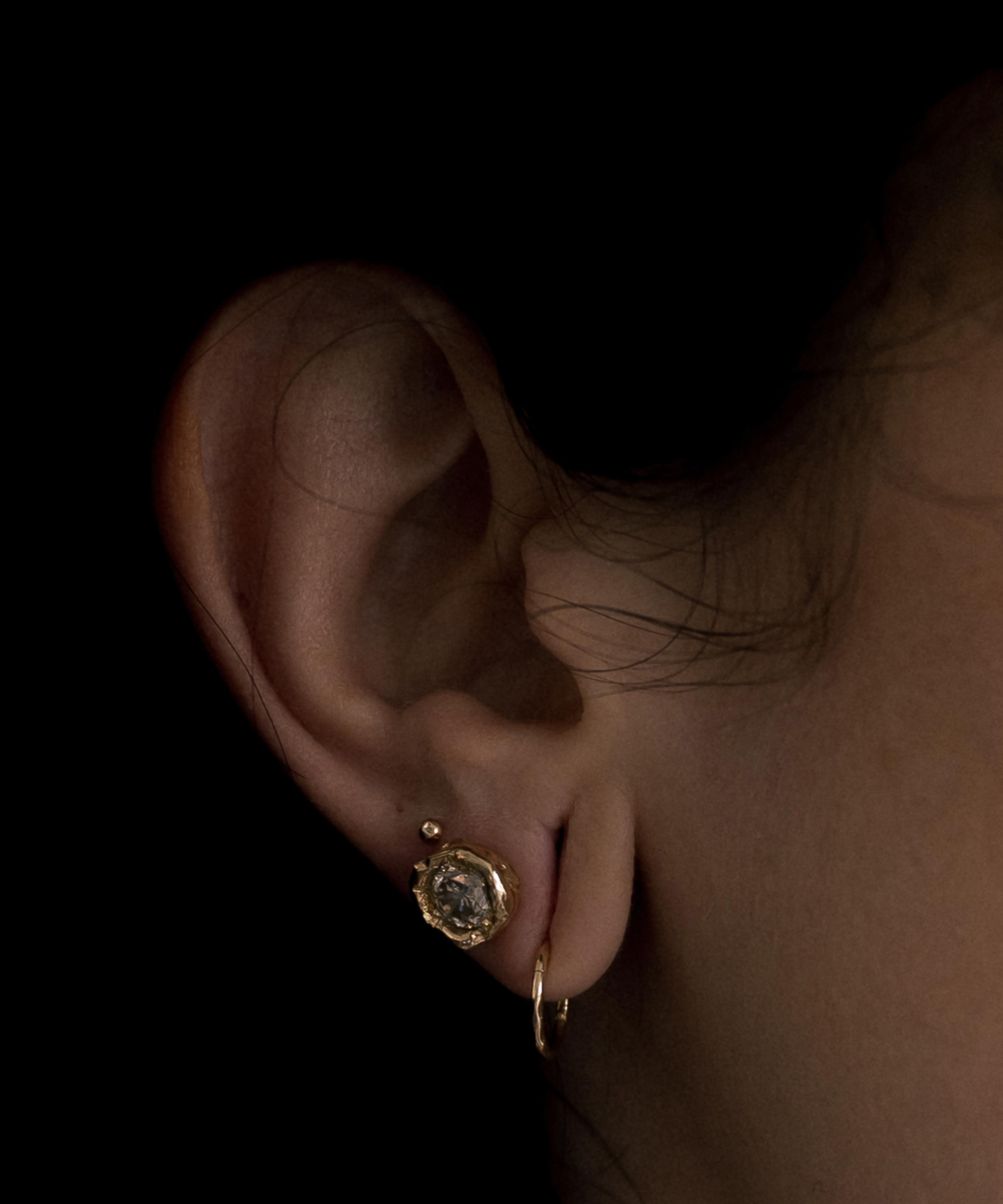 Ellis Mhairi Cameron - 14ct Gold Old Cut Diamond Stud Earrings image number 1