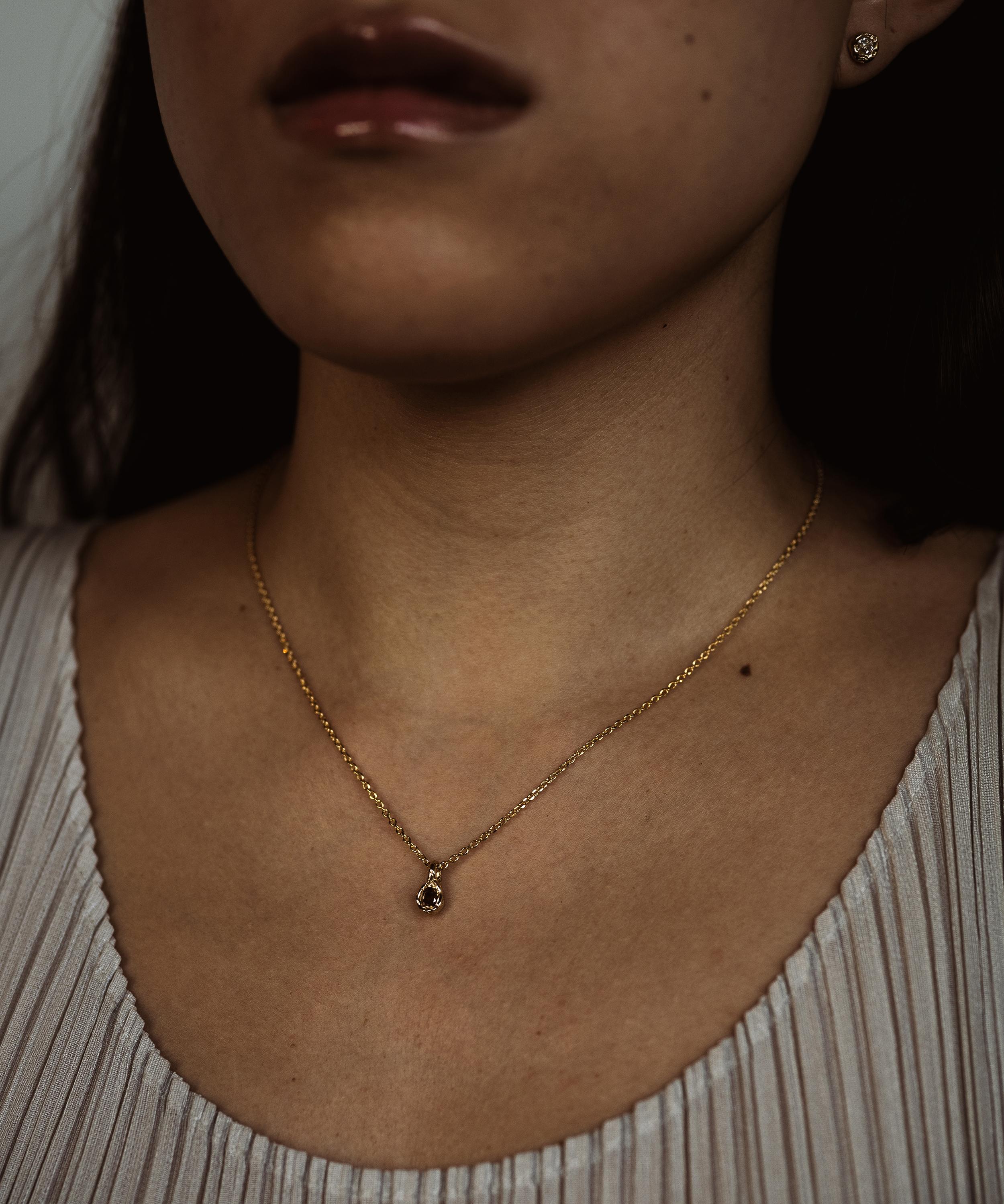 Ellis Mhairi Cameron - 14ct Gold Salt and Pepper Hexagonal Diamond Nugget Pendant Necklace image number 1