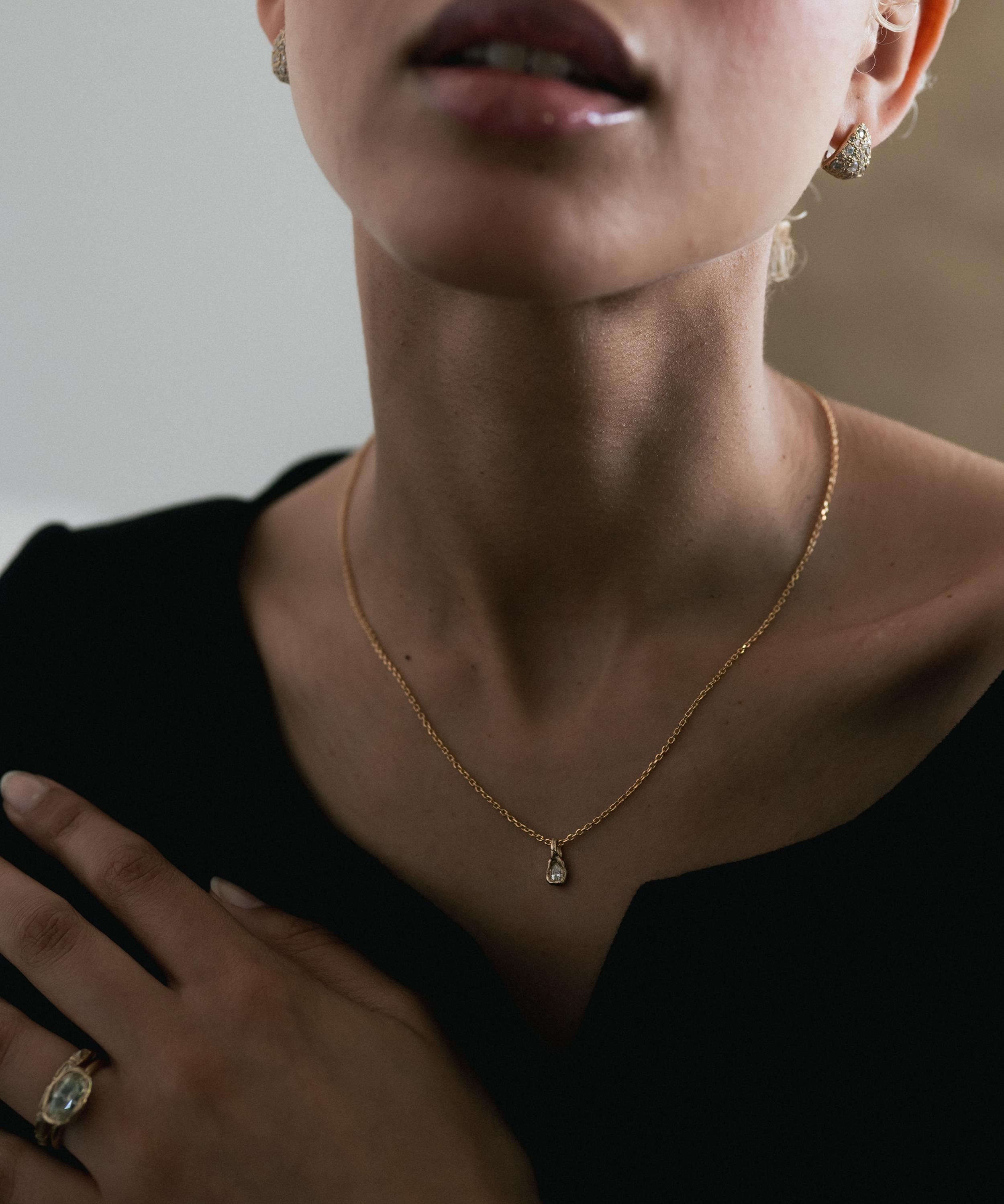 Ellis Mhairi Cameron - 14ct Gold White Diamond Nugget Pendant Necklace image number 1