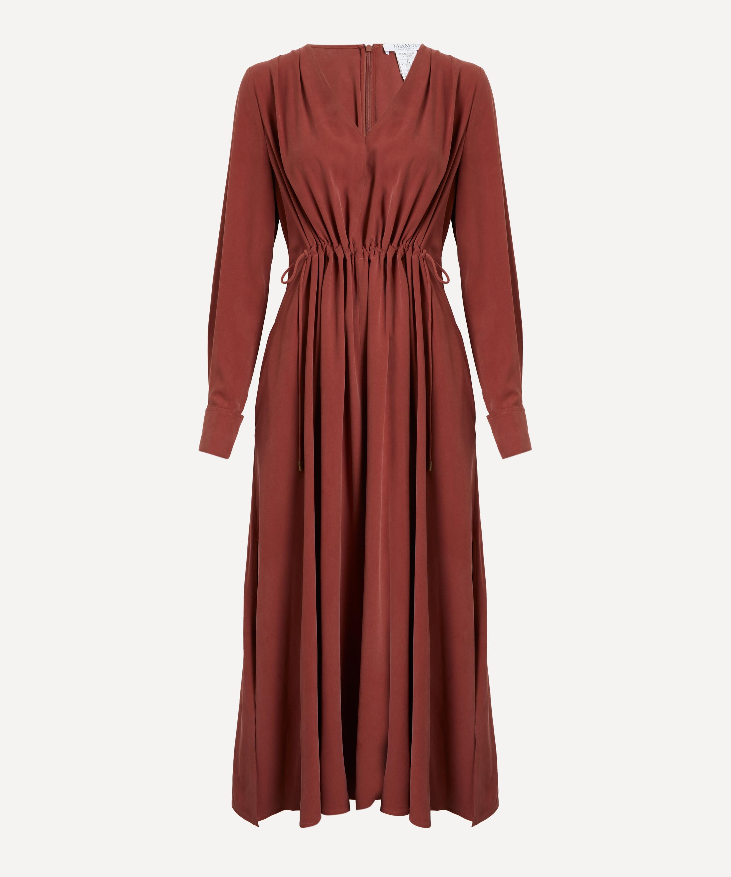 Max Mara - Terra Cotta Washed Silk Canvas Dress