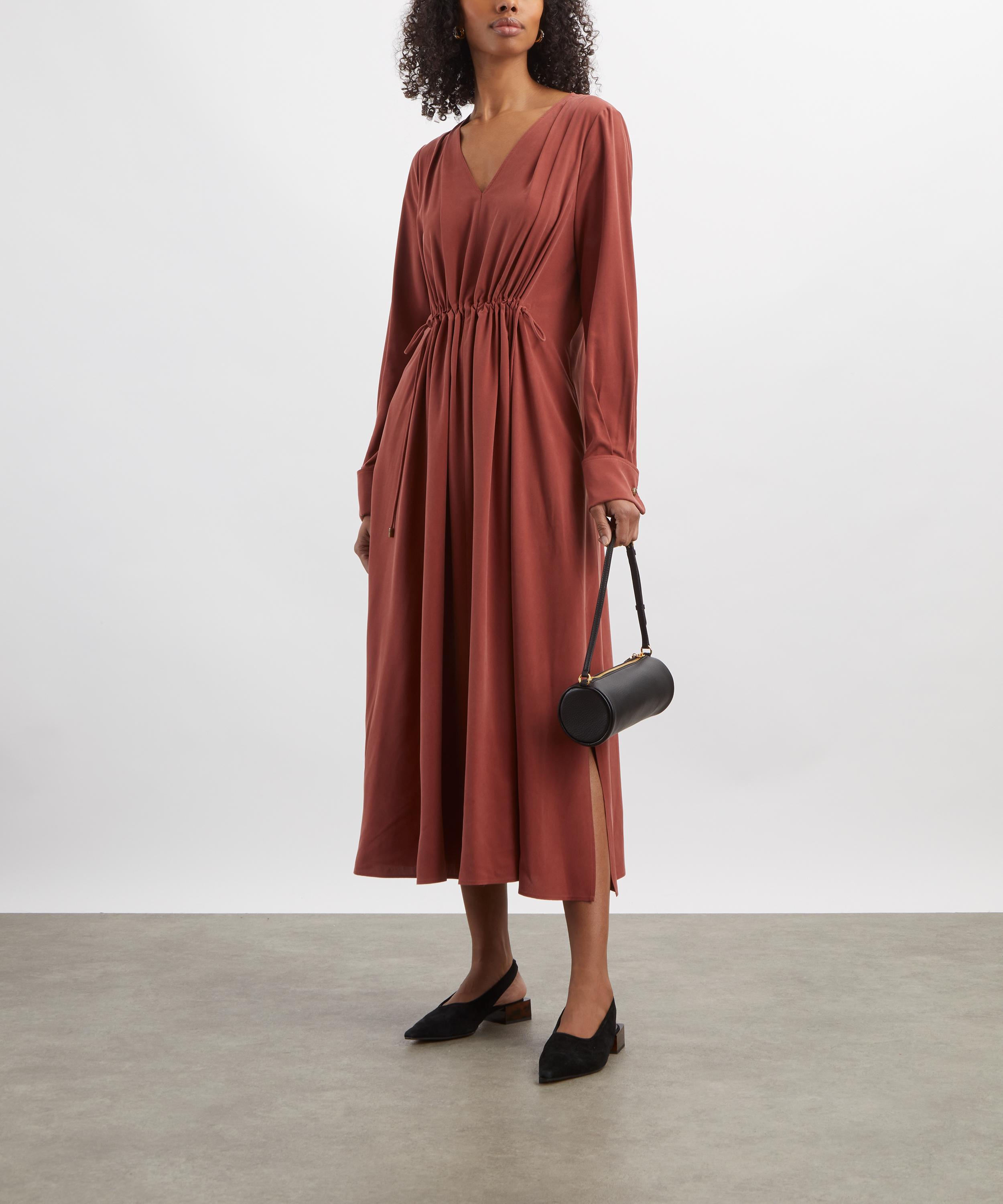 Max Mara - Terra Cotta Washed Silk Canvas Dress image number 1