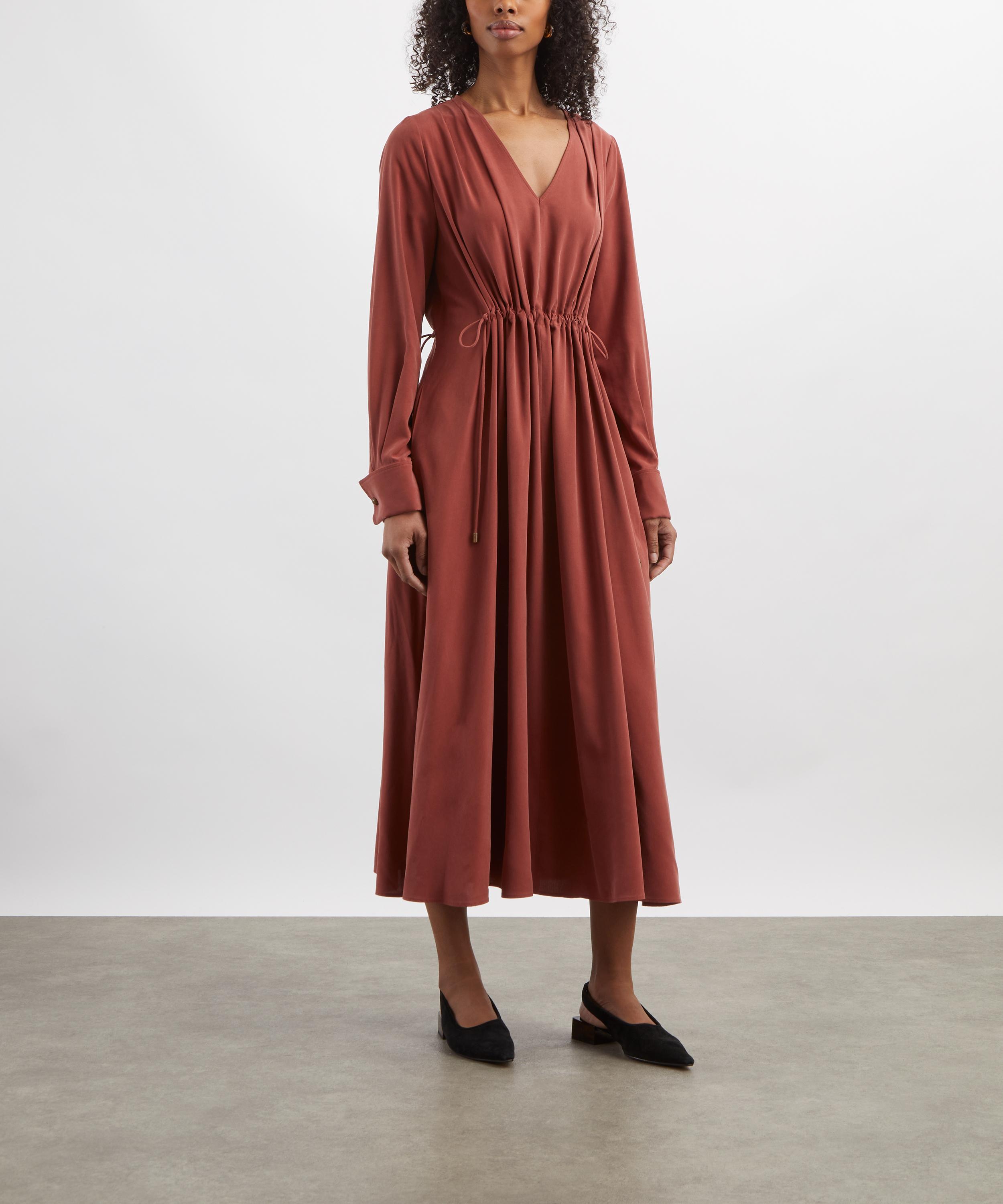 Max Mara - Terra Cotta Washed Silk Canvas Dress image number 2