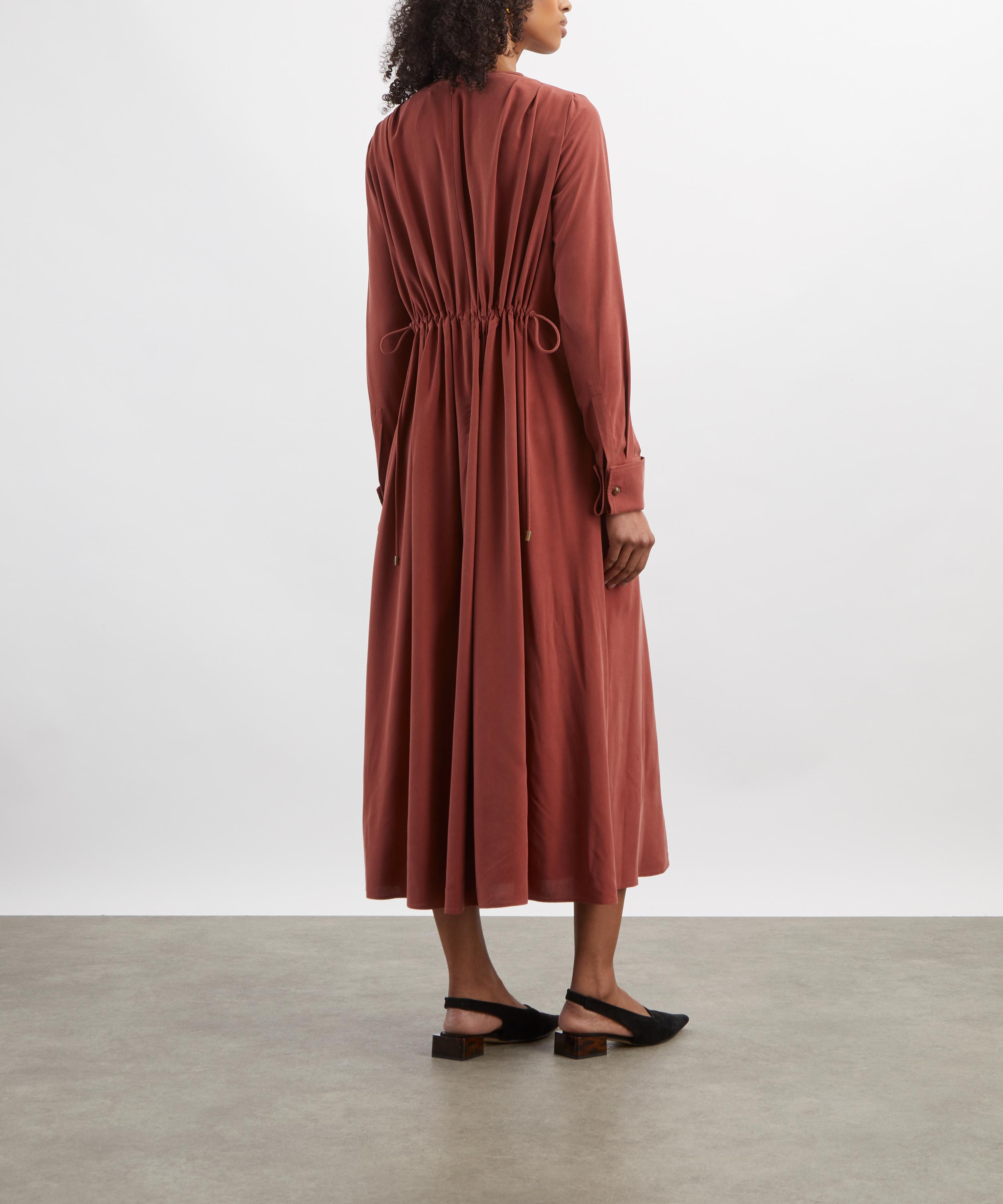 Max Mara - Terra Cotta Washed Silk Canvas Dress image number 3