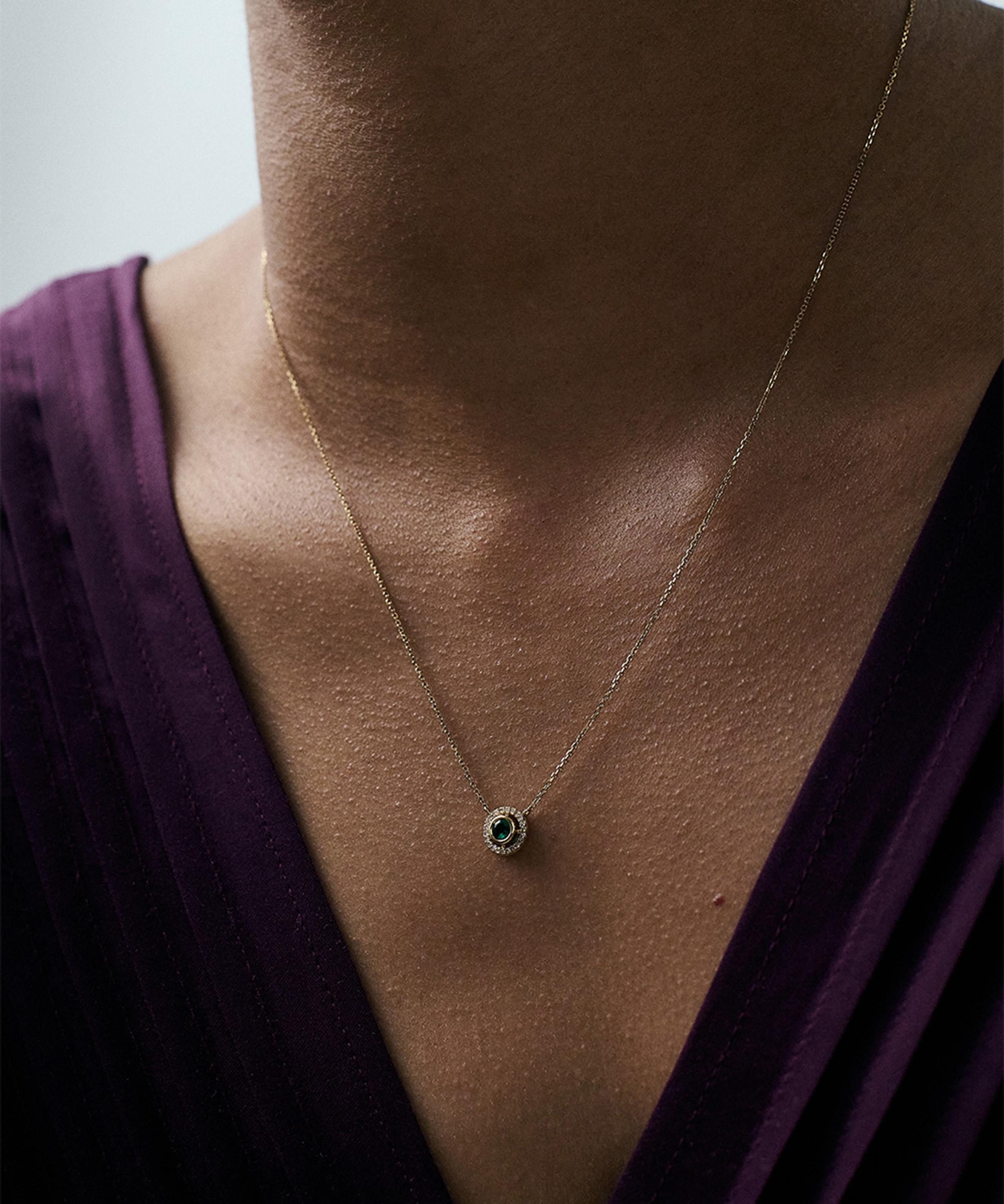 Astley Clarke - 14ct Gold May Birthstone Emerald Pendant Necklace image number 1