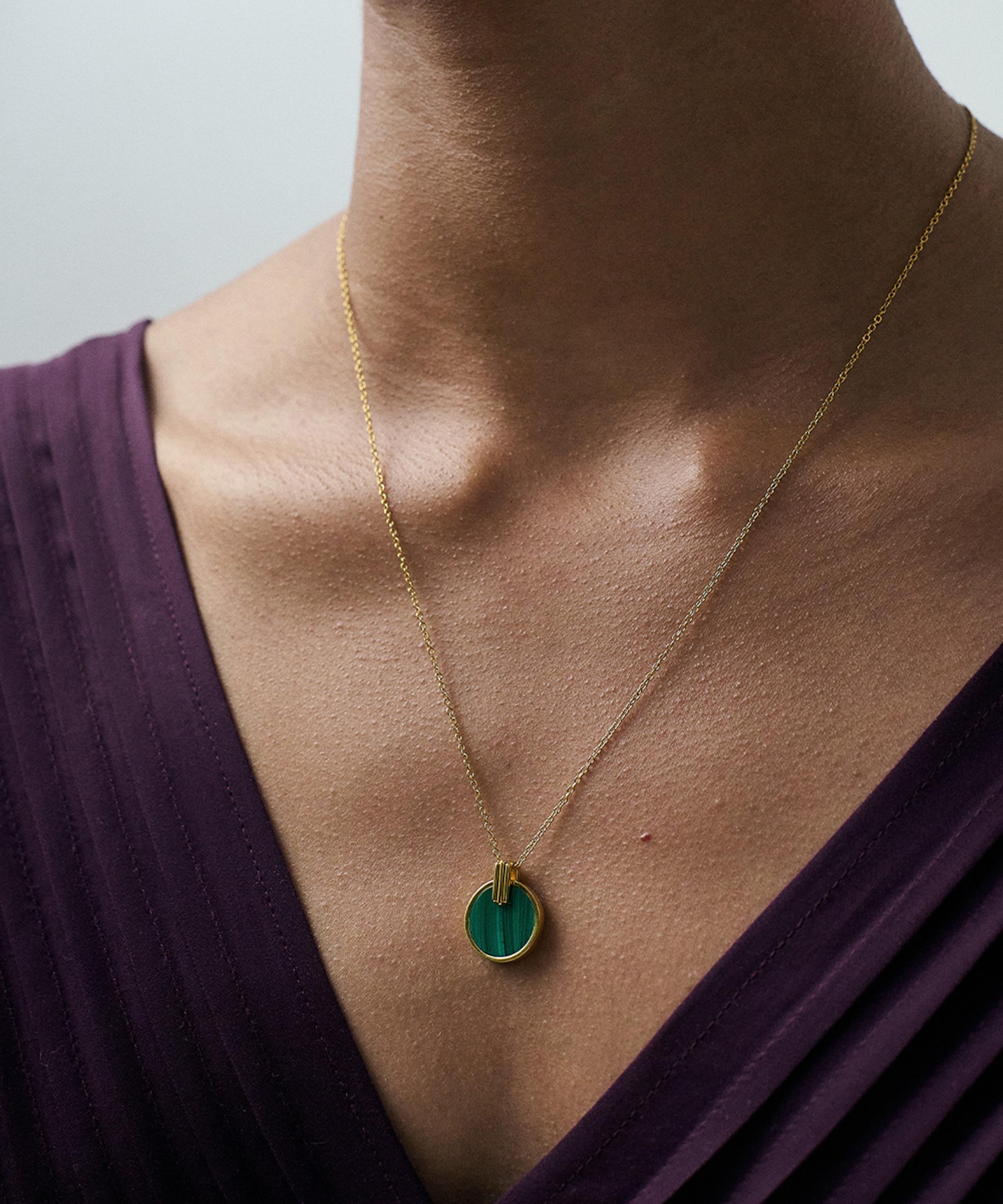 Astley Clarke - 18ct Gold-Plated Vermeil Silver Stilla Malachite Pendant Necklace image number 1