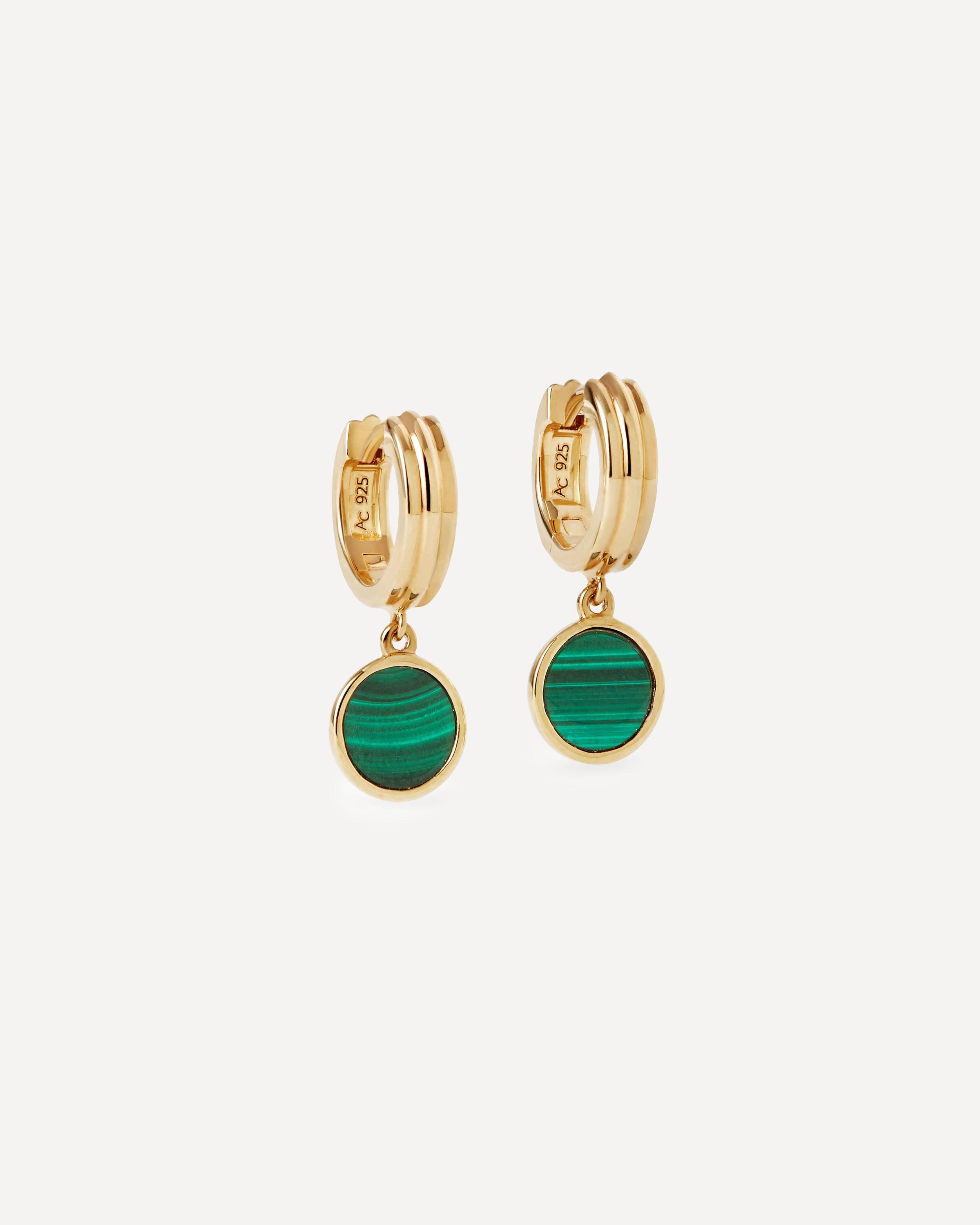 Astley Clarke - 18ct Gold-Plated Vermeil Silver Stilla Malachite Huggie Hoop Earrings image number 0