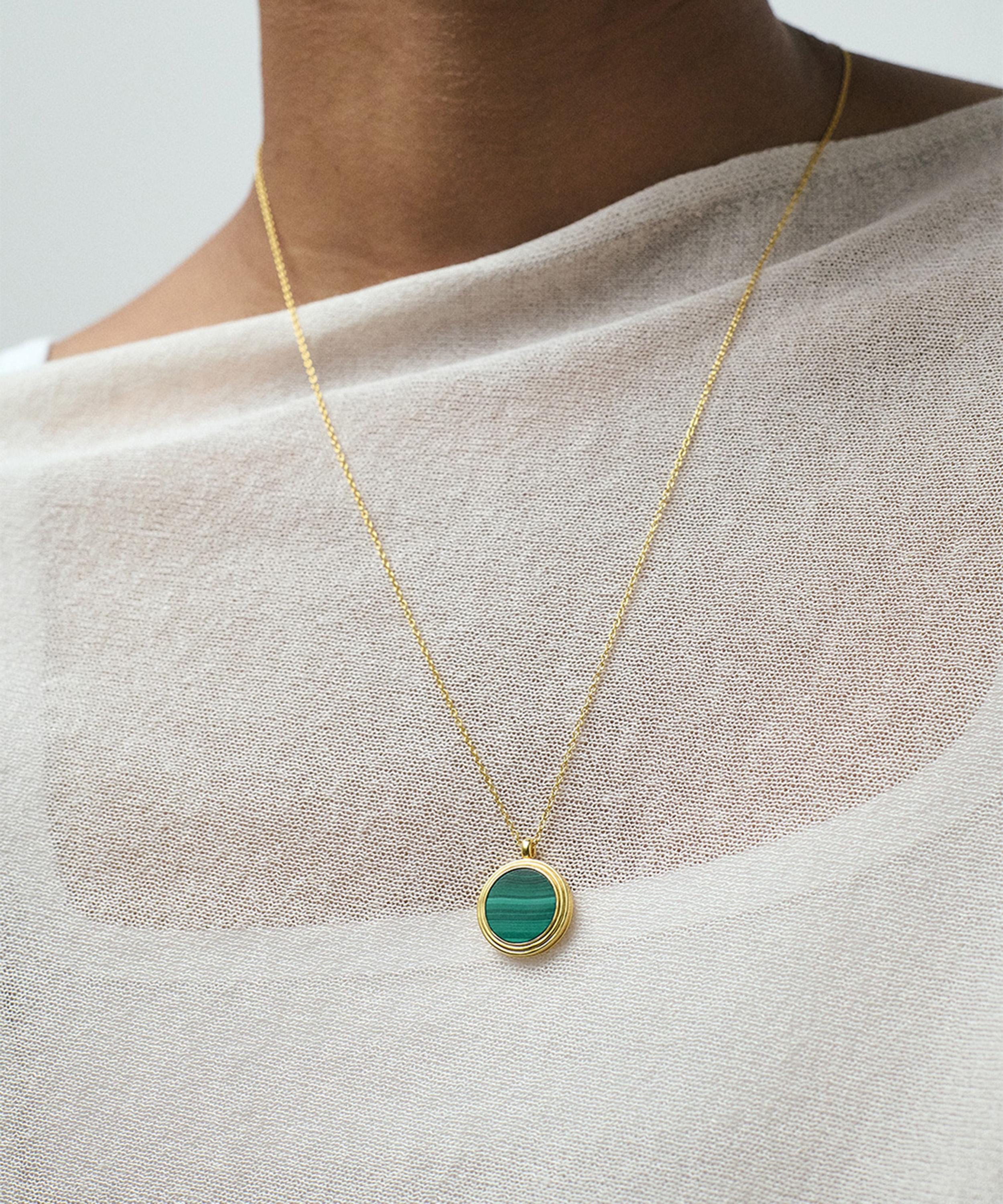 Astley Clarke - 18ct Gold-Plated Vermeil Silver Stilla Malachite Locket Necklace image number 1