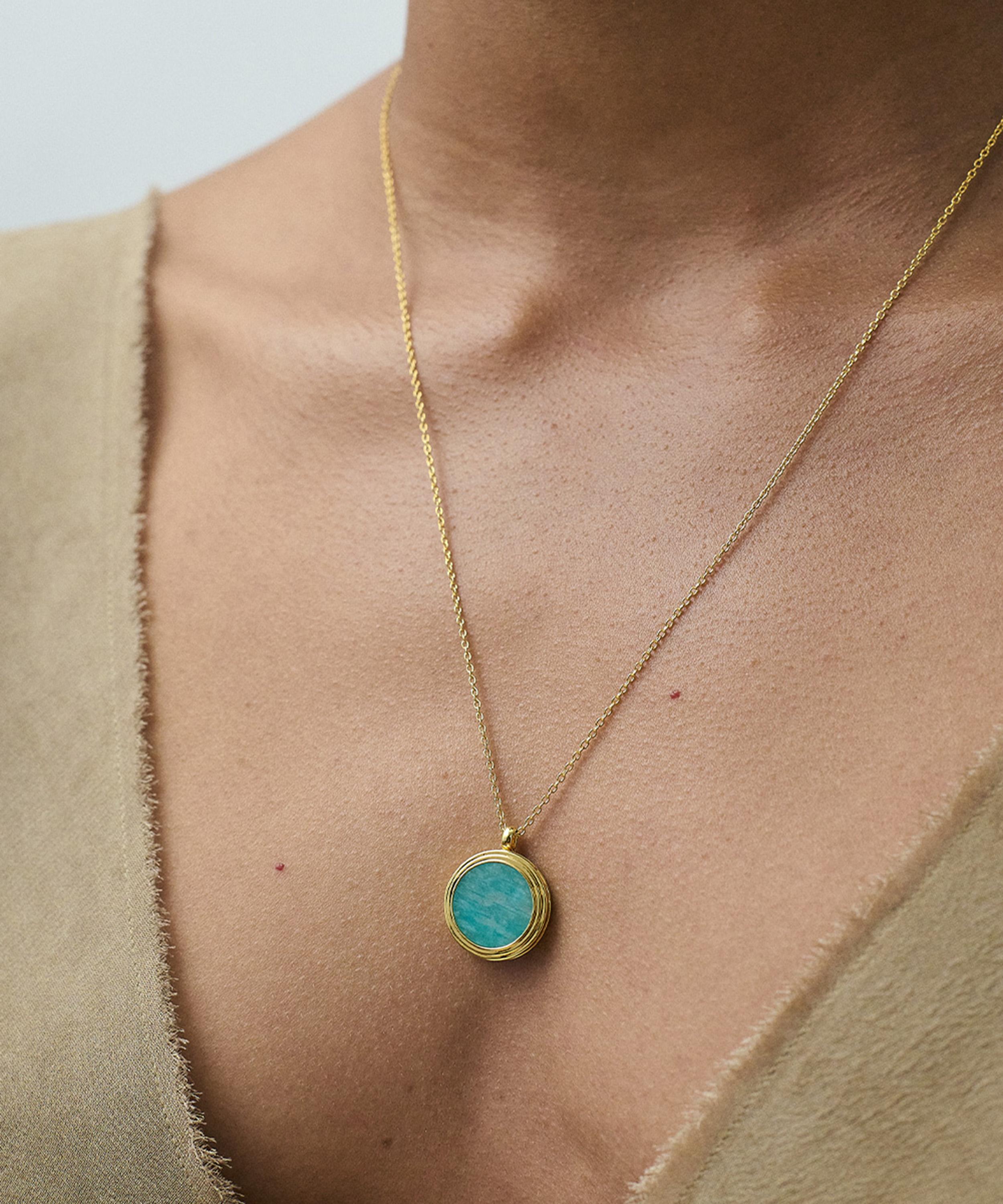 Astley Clarke - 18ct Gold-Plated Vermeil Silver Stilla Amazonite Locket Necklace image number 1