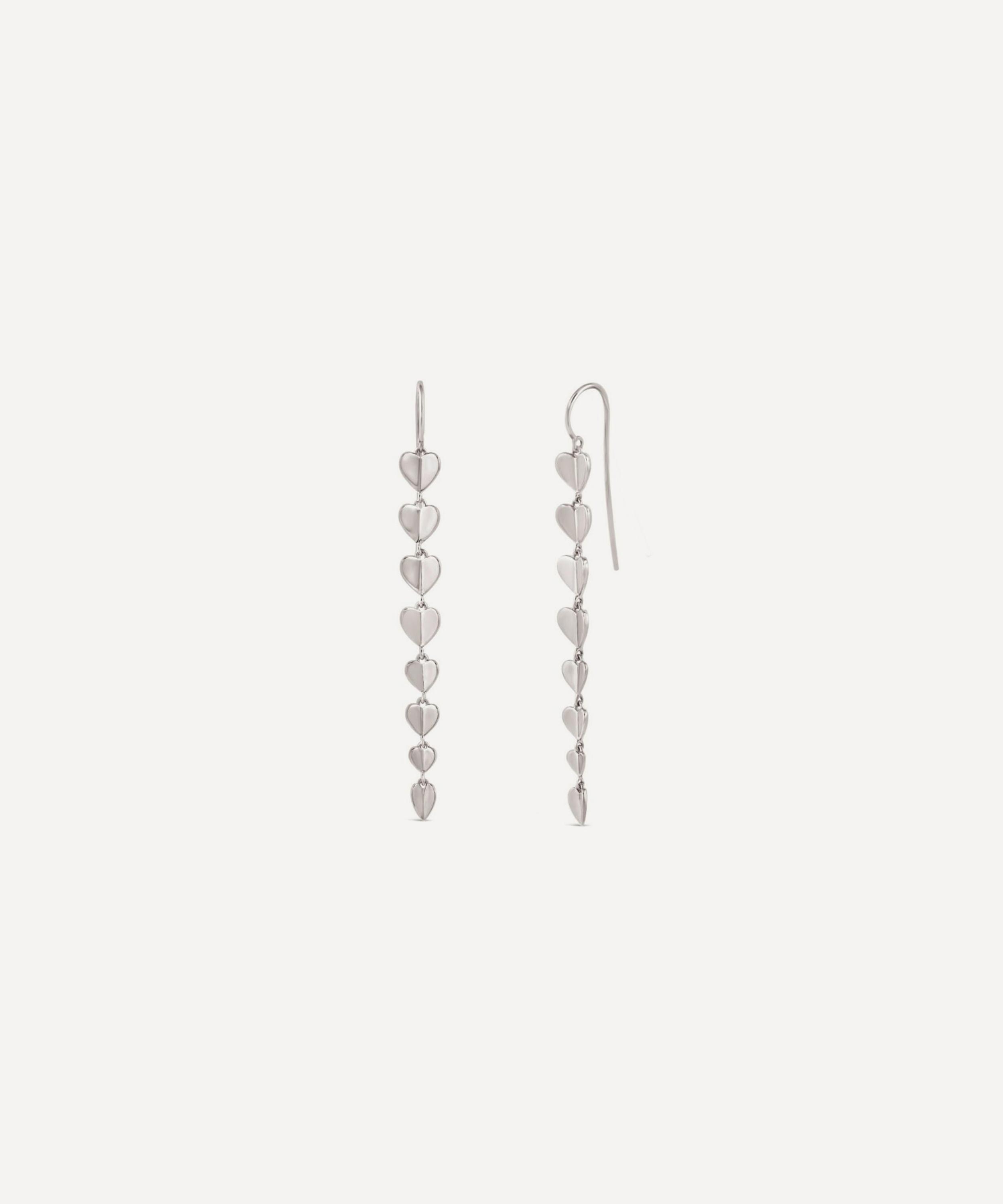 Dinny Hall - Sterling Silver Folded Heart Column Drop Earrings