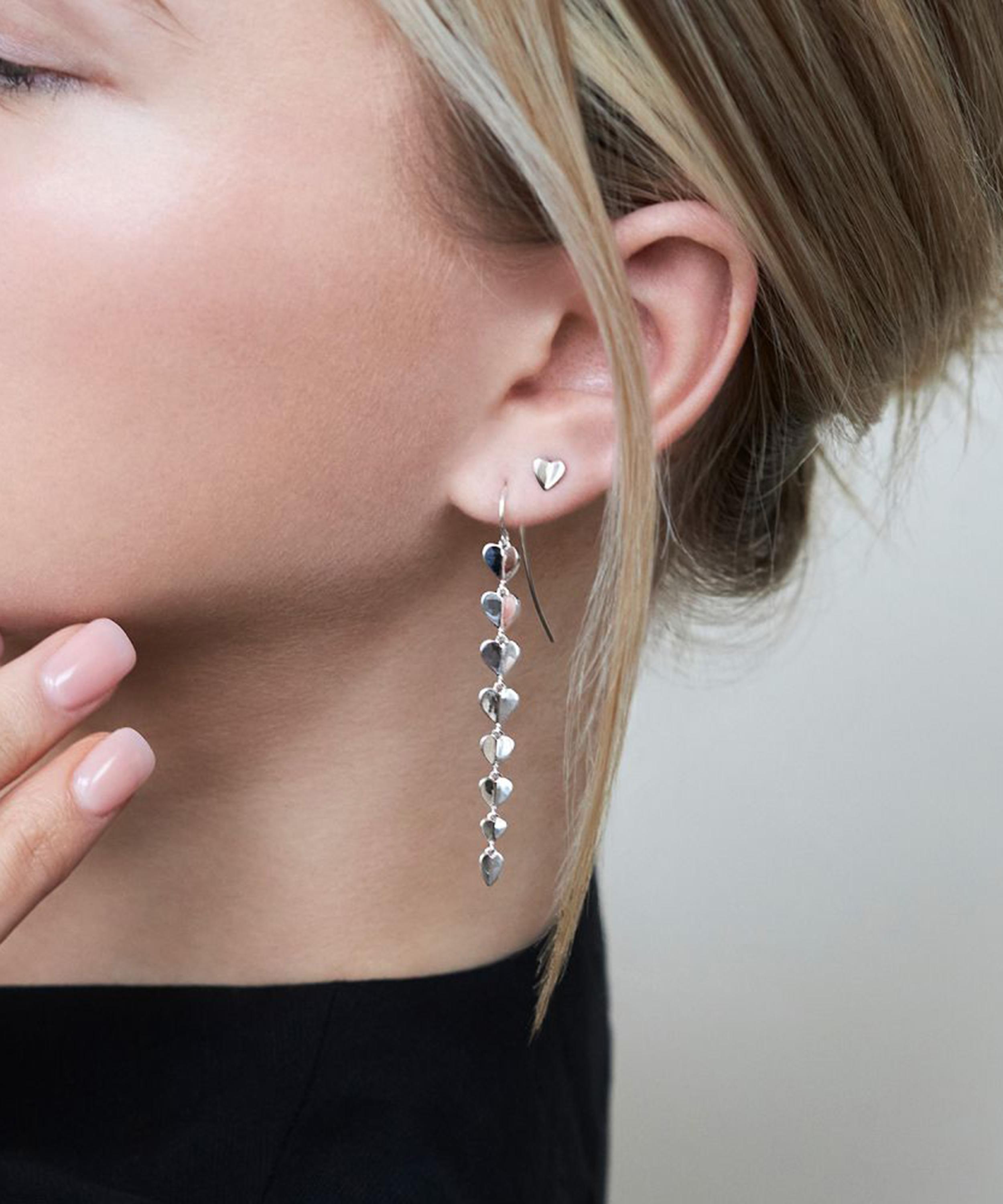 Dinny Hall - Sterling Silver Folded Heart Column Drop Earrings image number 1