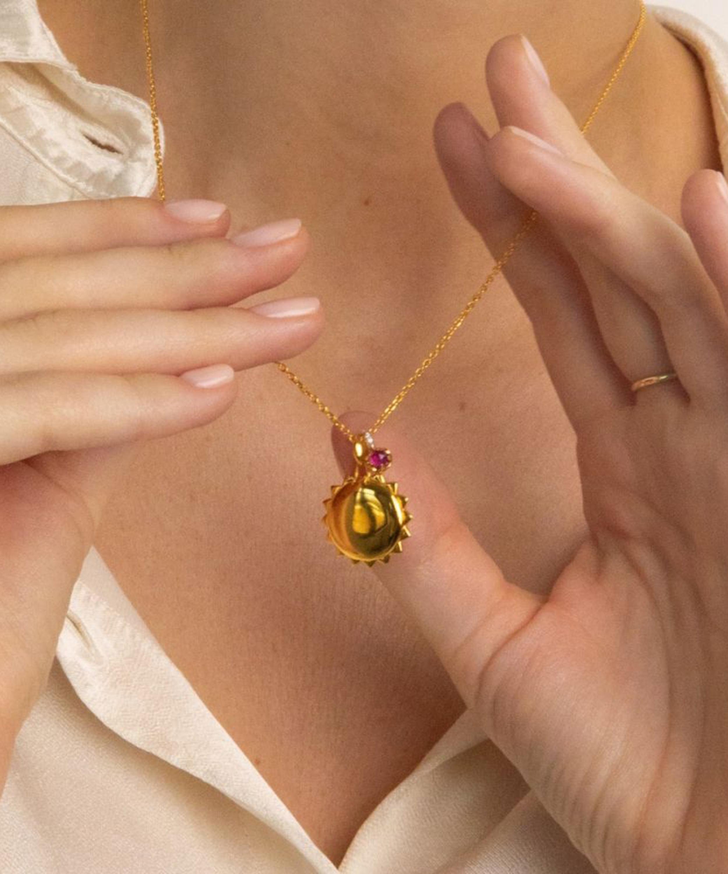 Dinny Hall - Sterling Silver My World Small Sun Locket Necklace image number 3