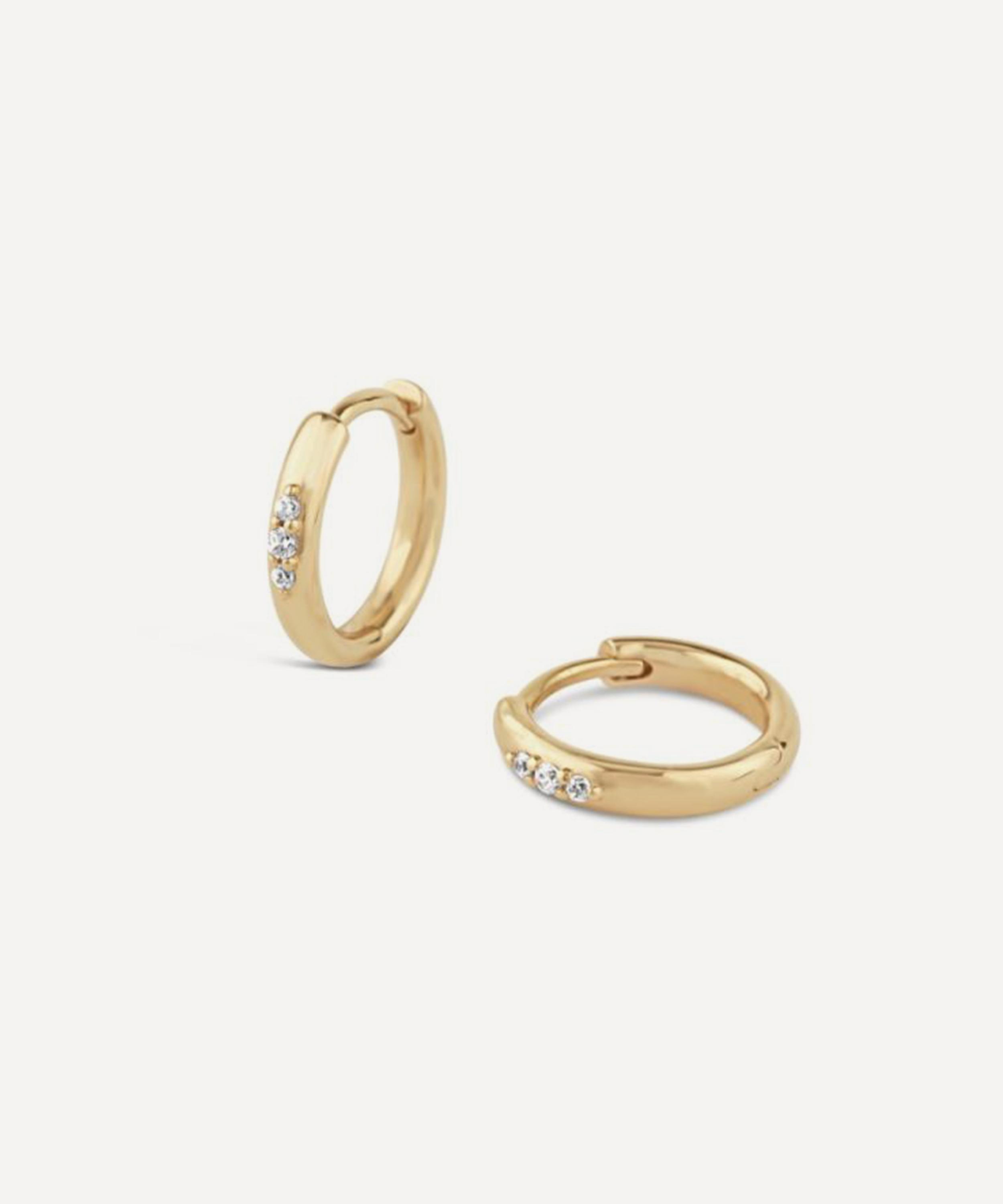 Dinny Hall - 9ct Gold Created-Diamond Mini Huggie Hoop Earrings image number 2