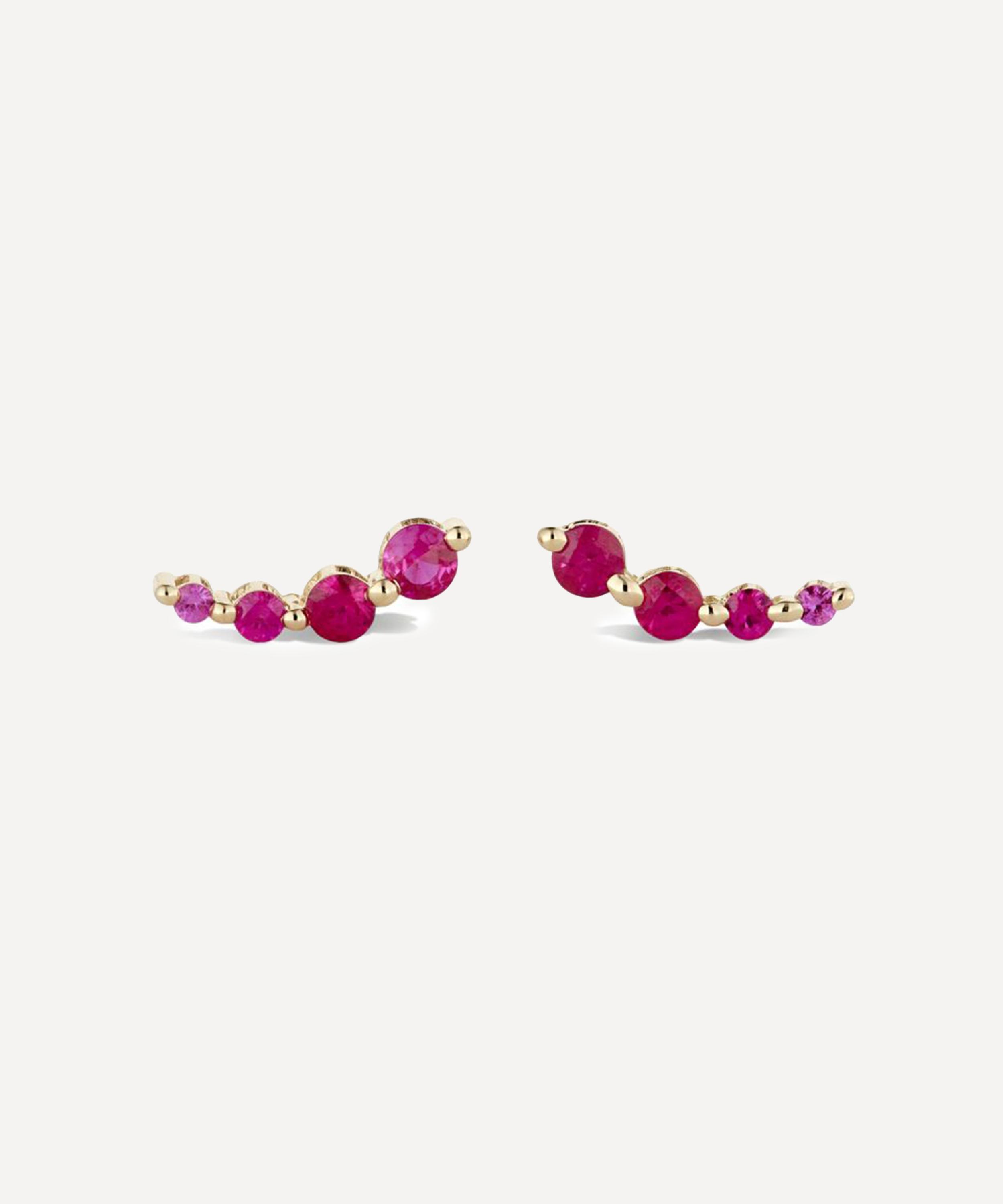 Dinny Hall - 9ct Gold Shuga Ruby Crawler Stud Earrings