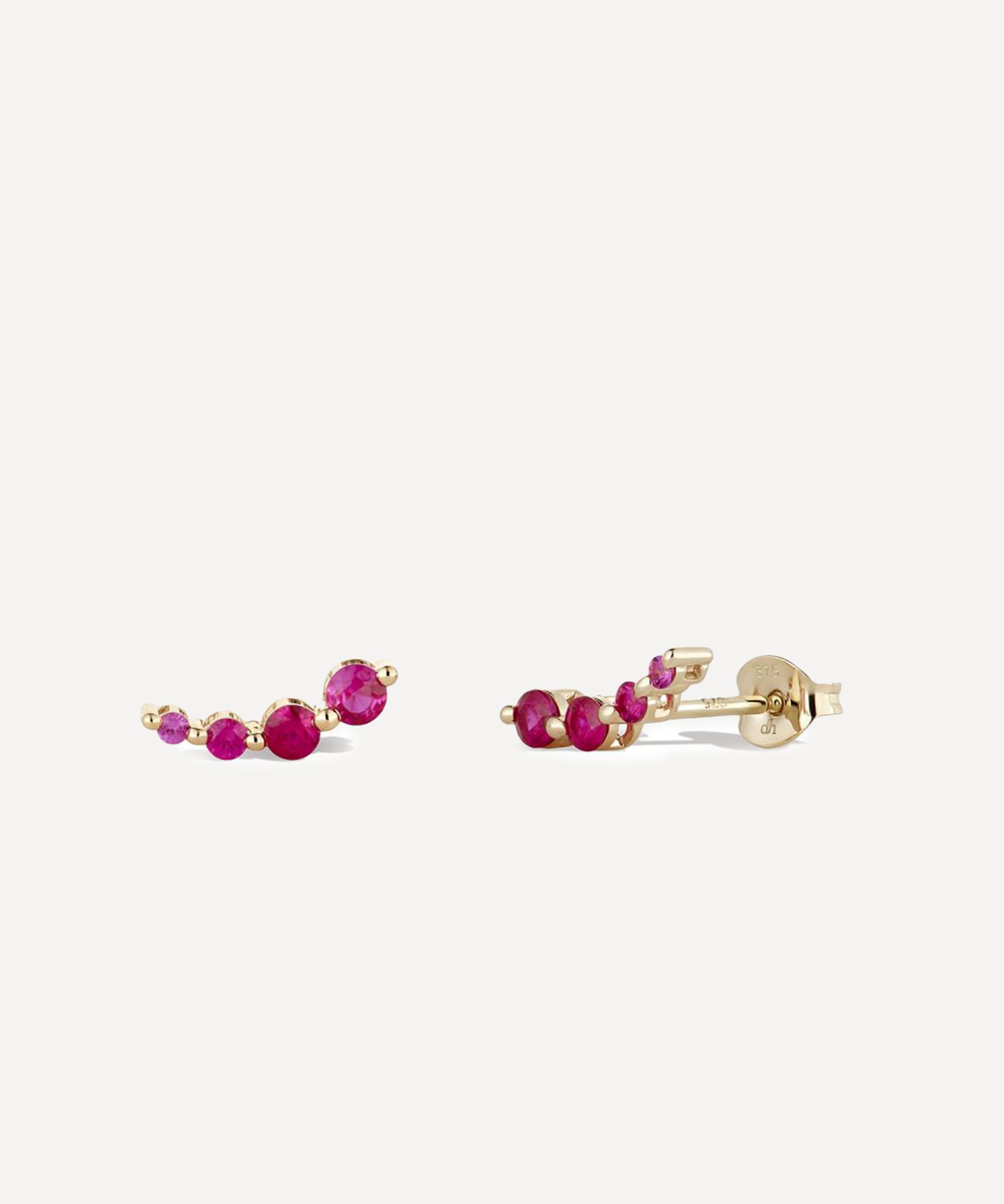 Dinny Hall - 9ct Gold Shuga Ruby Crawler Stud Earrings image number 2