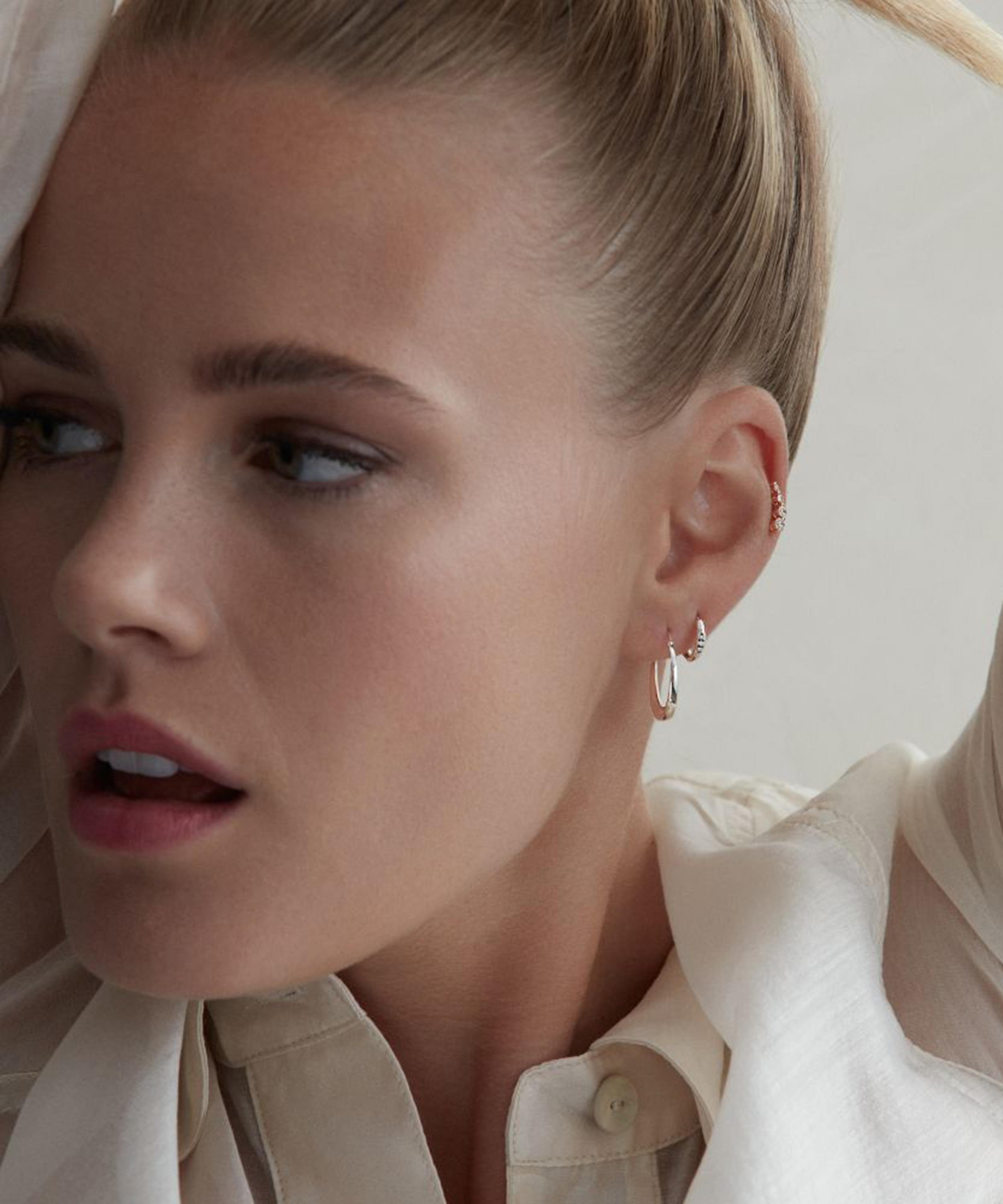 Dinny Hall - 9ct White Gold Signature Rhea Hoop Earrings image number 1