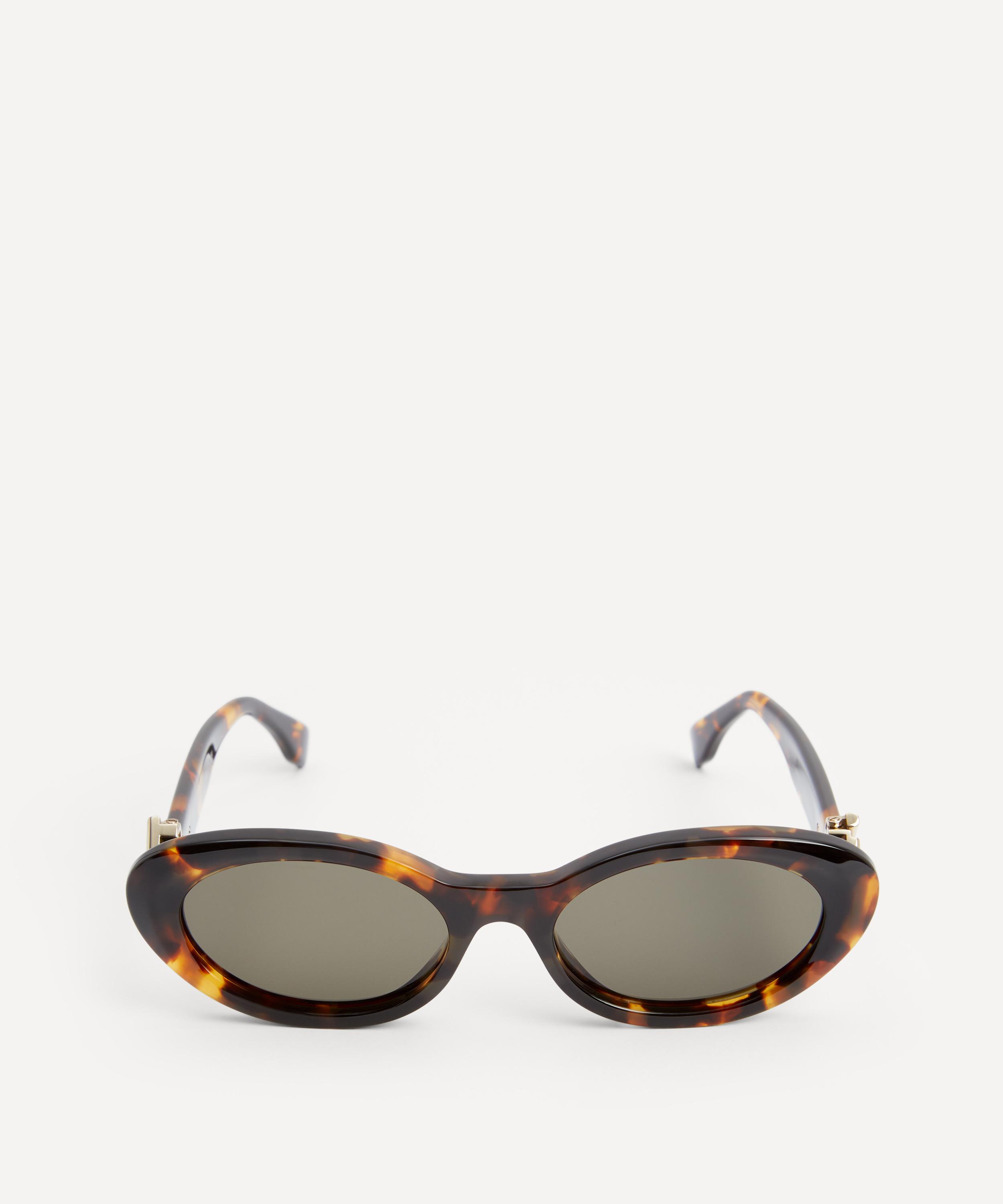 Fendi - Oval FF Diamonds Havana Acetate Sunglasses