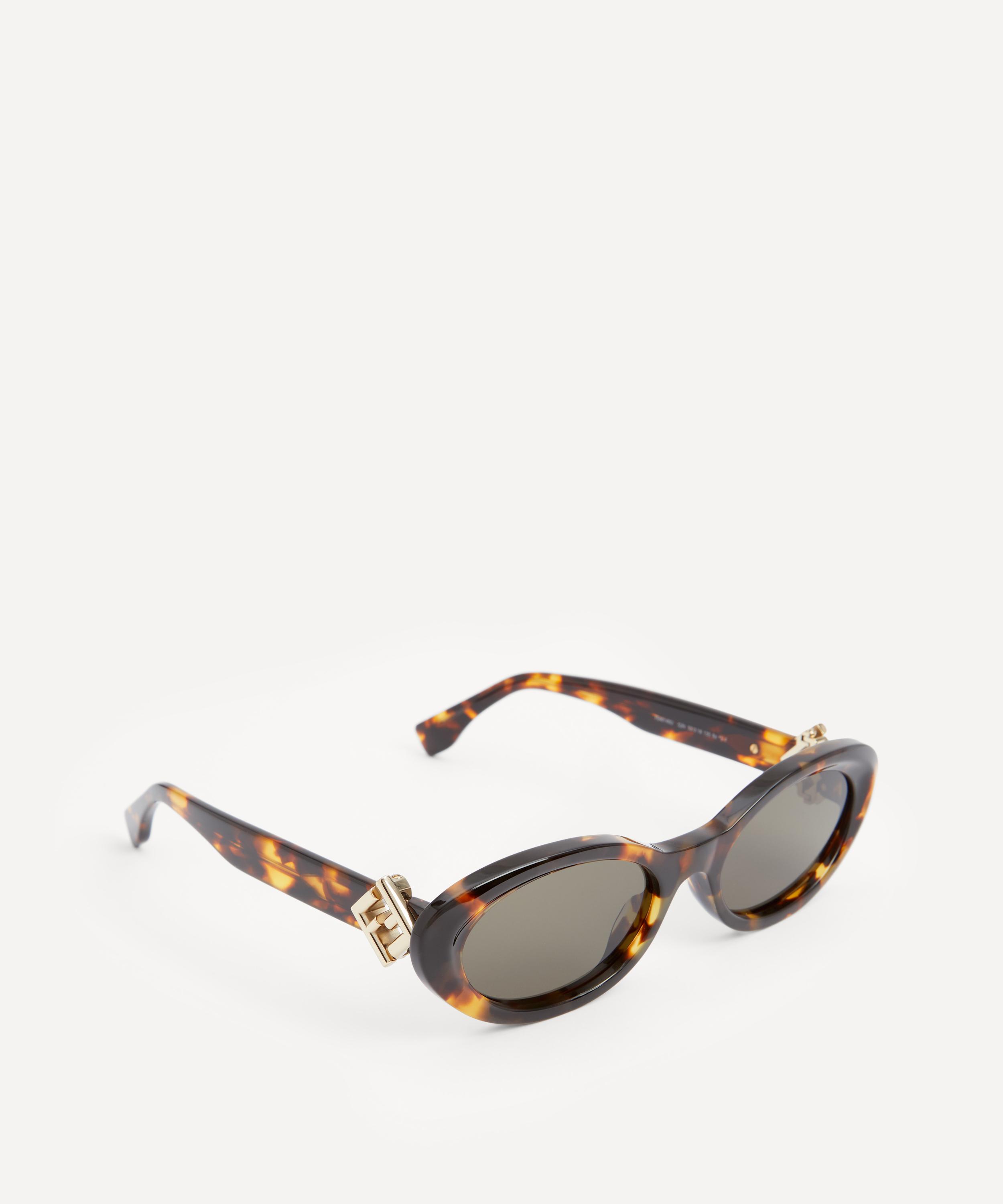 Fendi - Oval FF Diamonds Havana Acetate Sunglasses image number 1