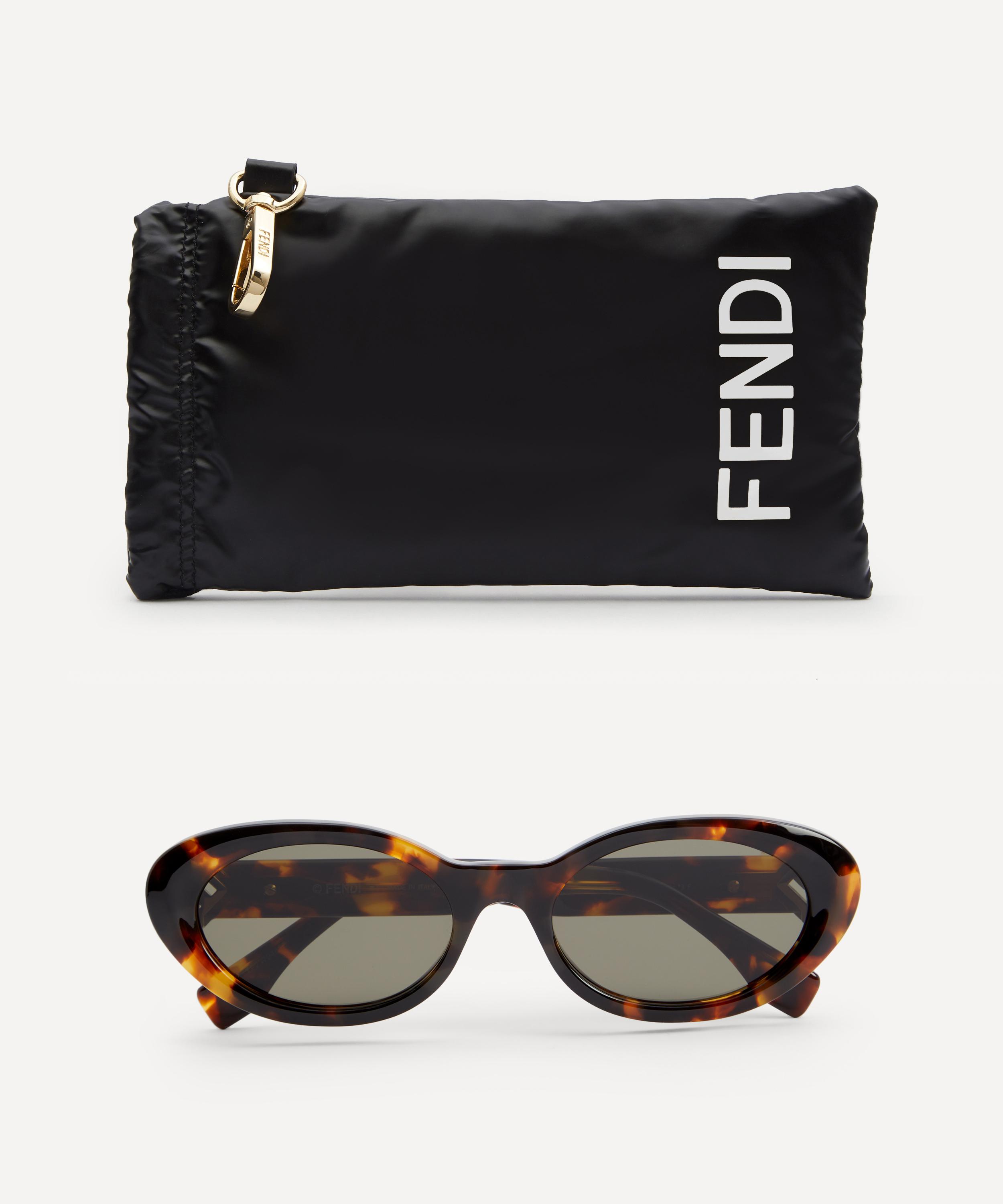 Fendi - Oval FF Diamonds Havana Acetate Sunglasses image number 3