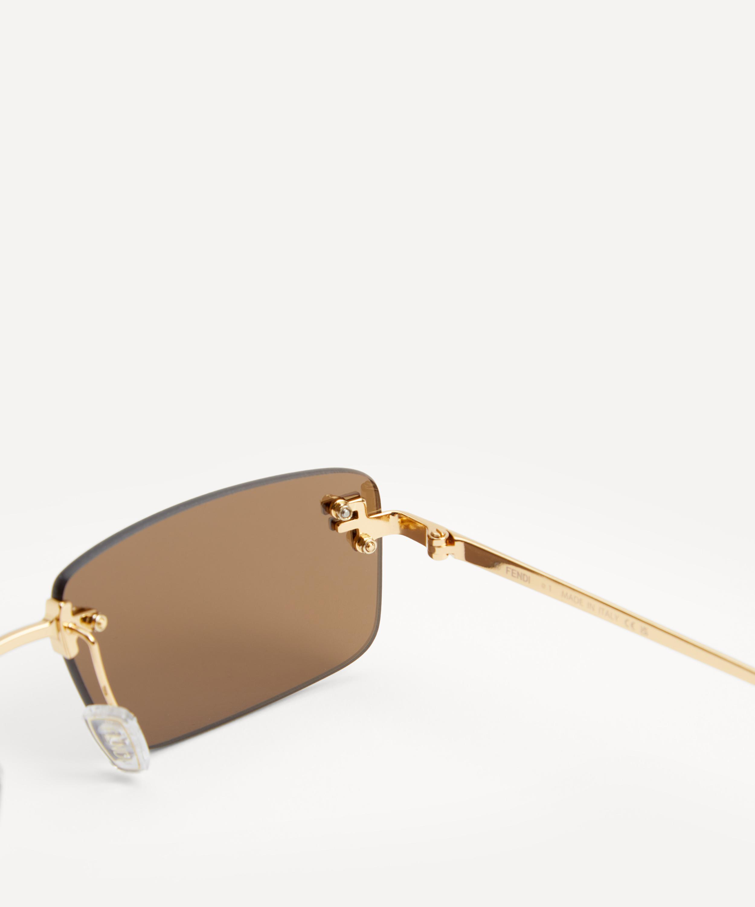 Fendi - Rectangular Fendi First Crystal Logo Metal Sunglasses image number 2