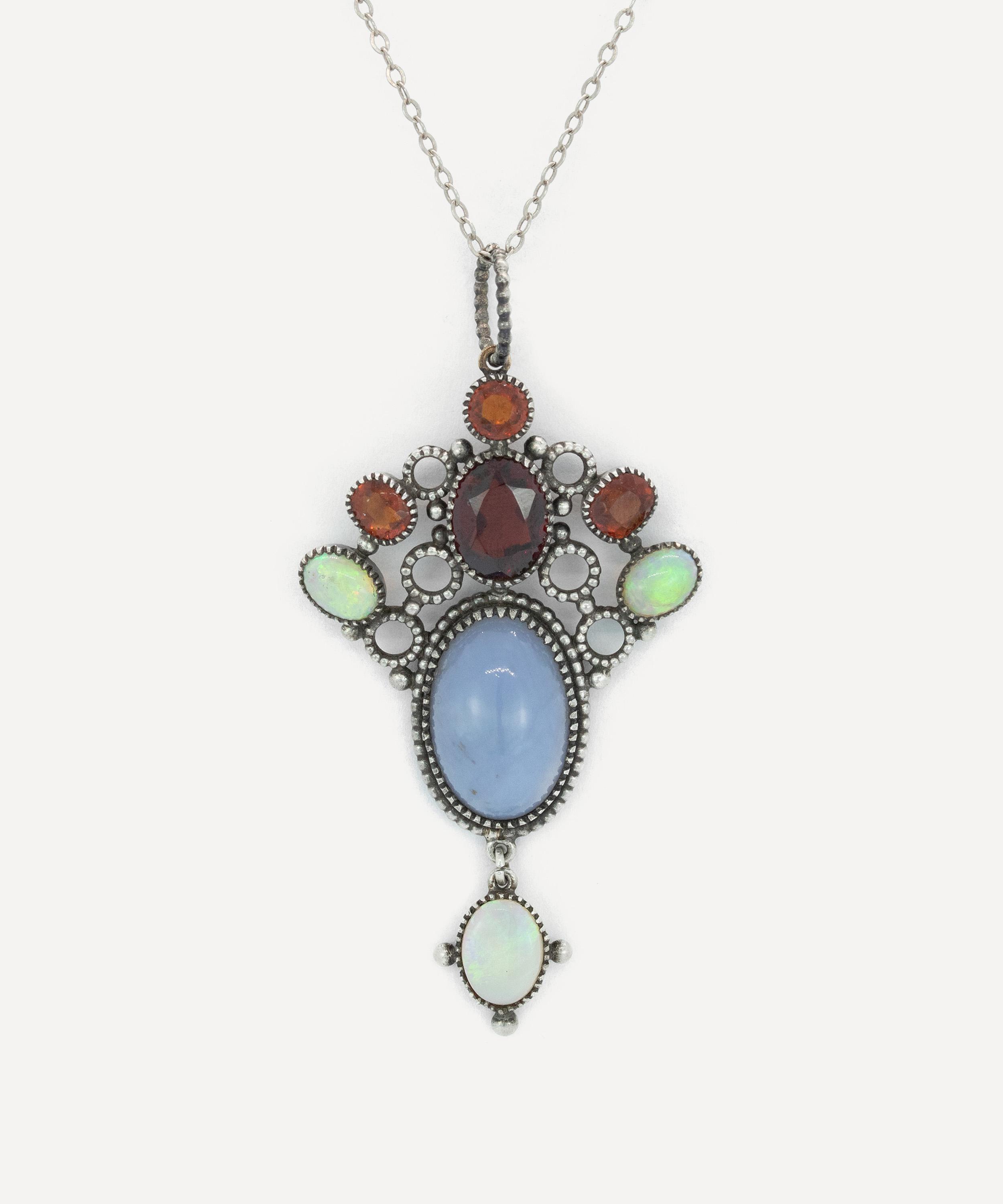 Kojis - Silver Arts and Crafts Chalcedony Pendant Necklace