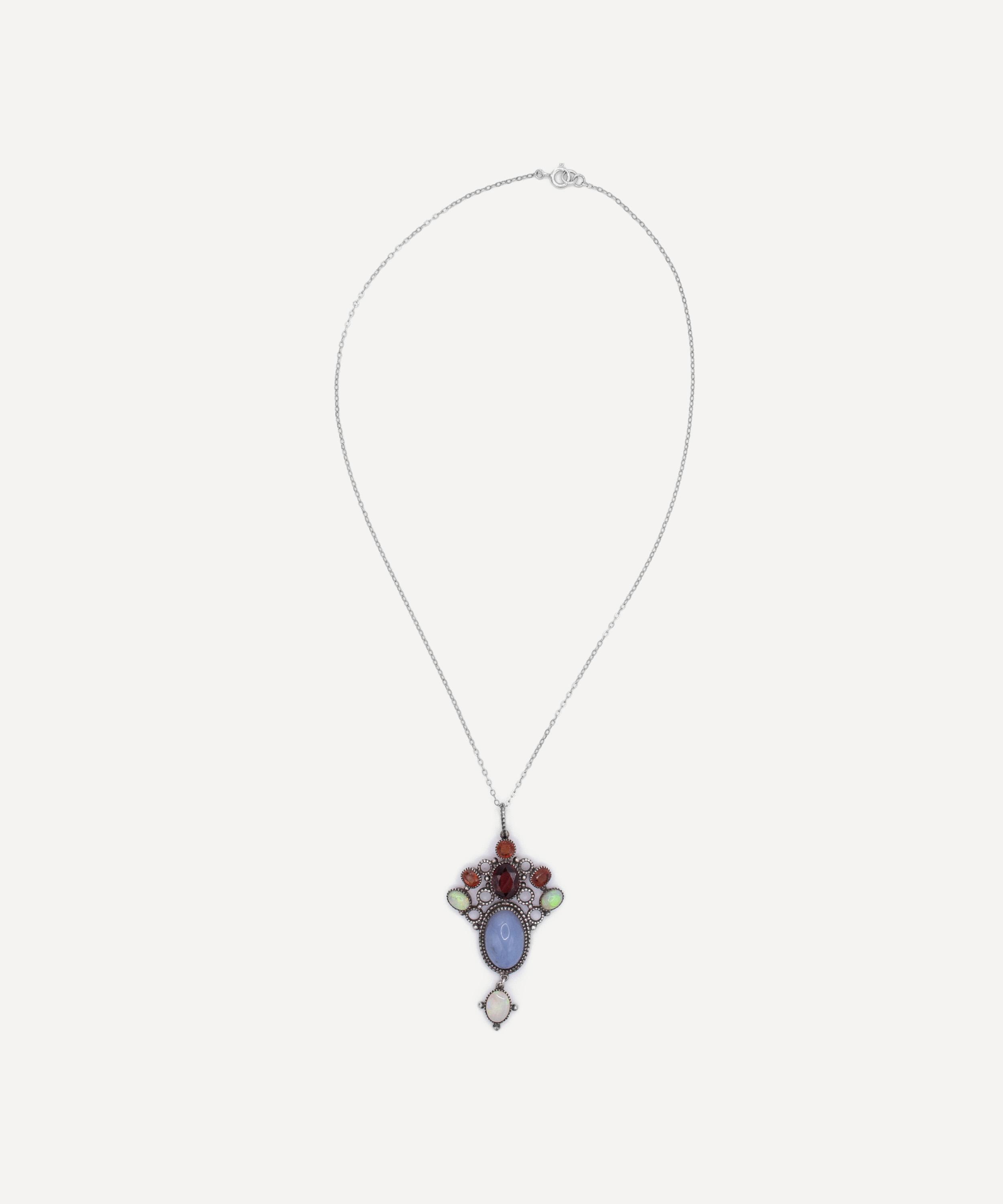 Kojis - Silver Arts and Crafts Chalcedony Pendant Necklace image number 1