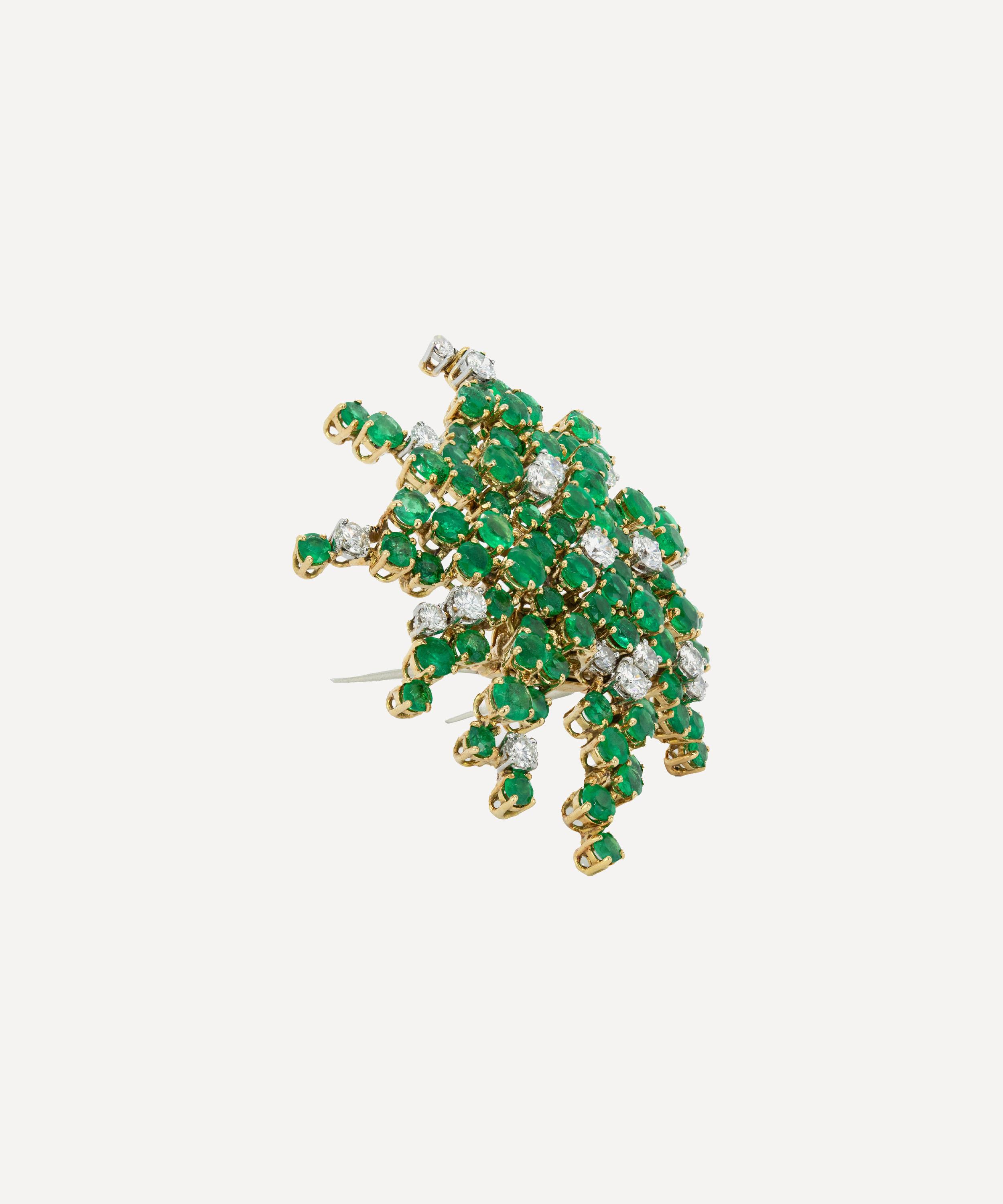 Kojis - 18ct Gold Mid Century Emerald Spray Brooch image number 1