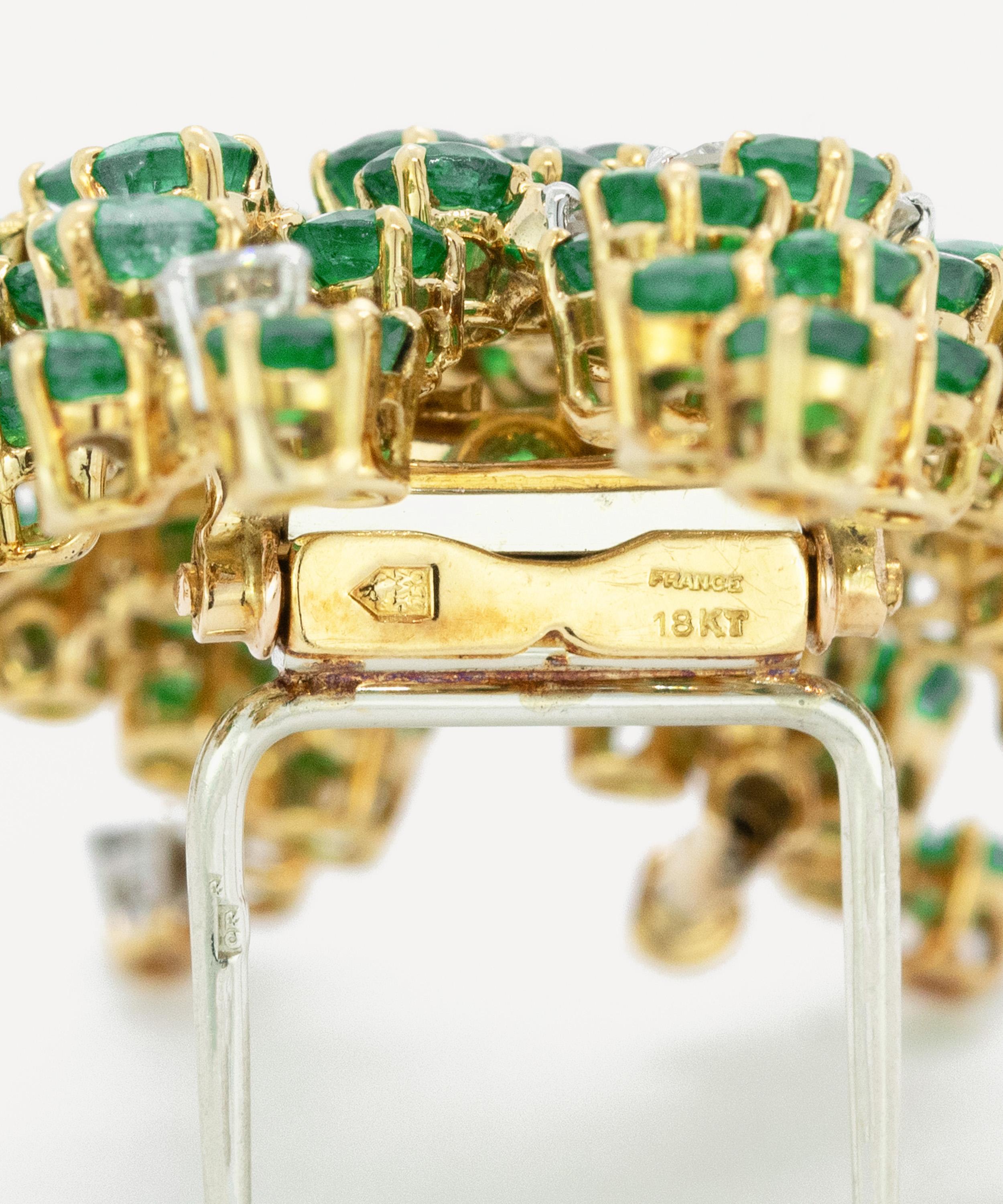 Kojis - 18ct Gold Mid Century Emerald Spray Brooch image number 3