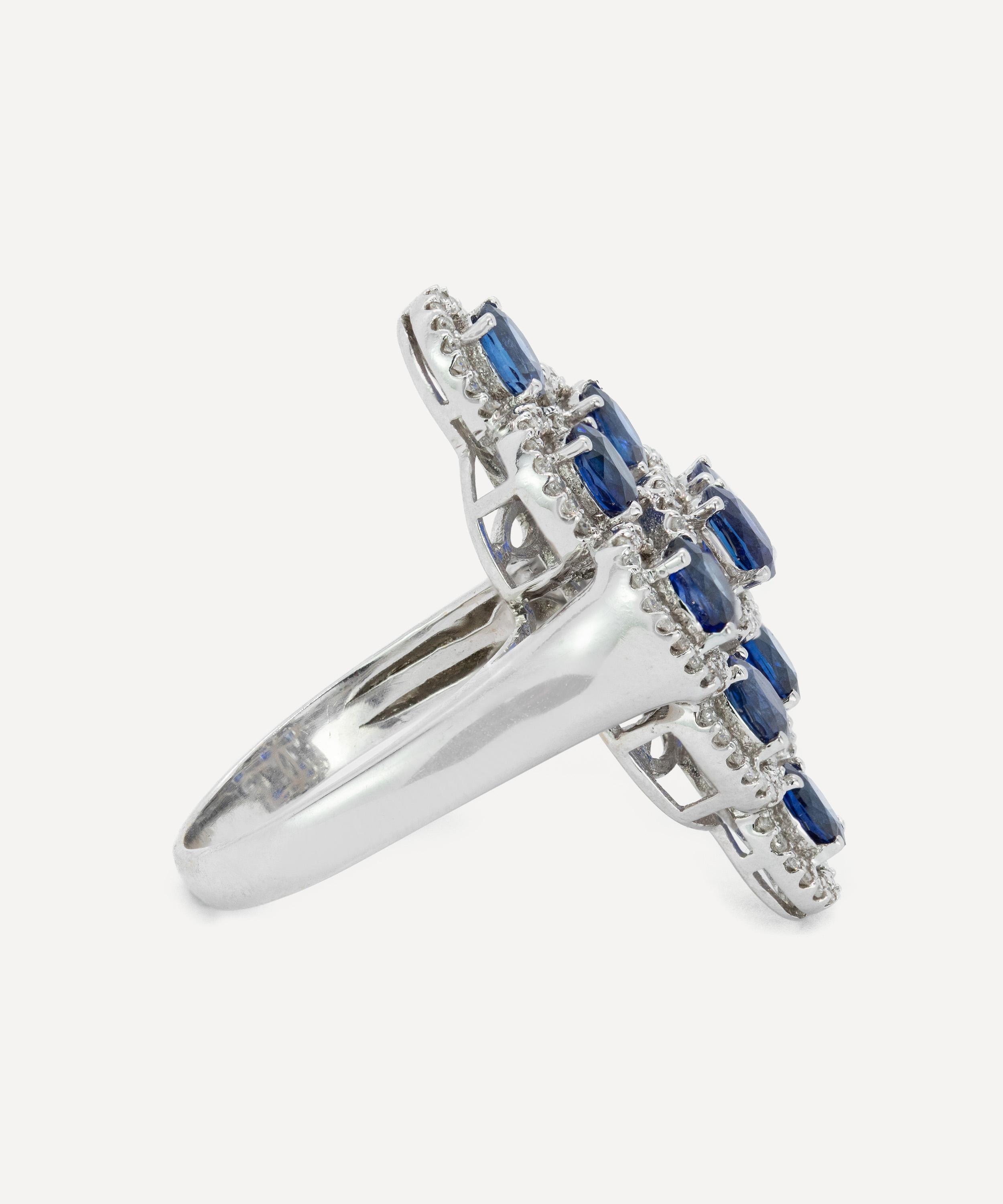 Kojis - 18ct White Gold Sapphire and Diamond Multi Cluster Cocktail Ring image number 1