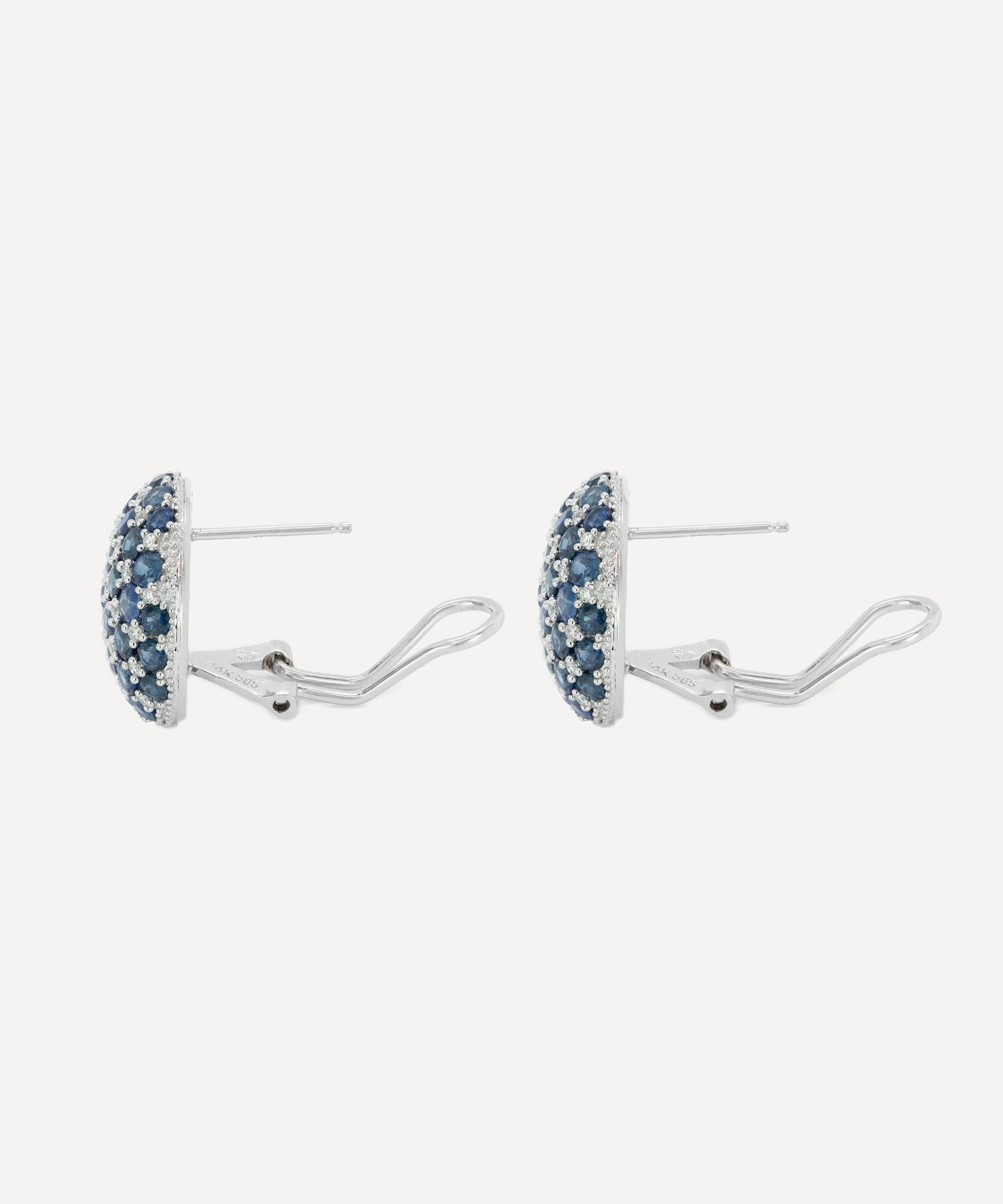 Kojis - 14ct White Gold Sapphire and Diamond Checkerboard Stud Earrings image number 1