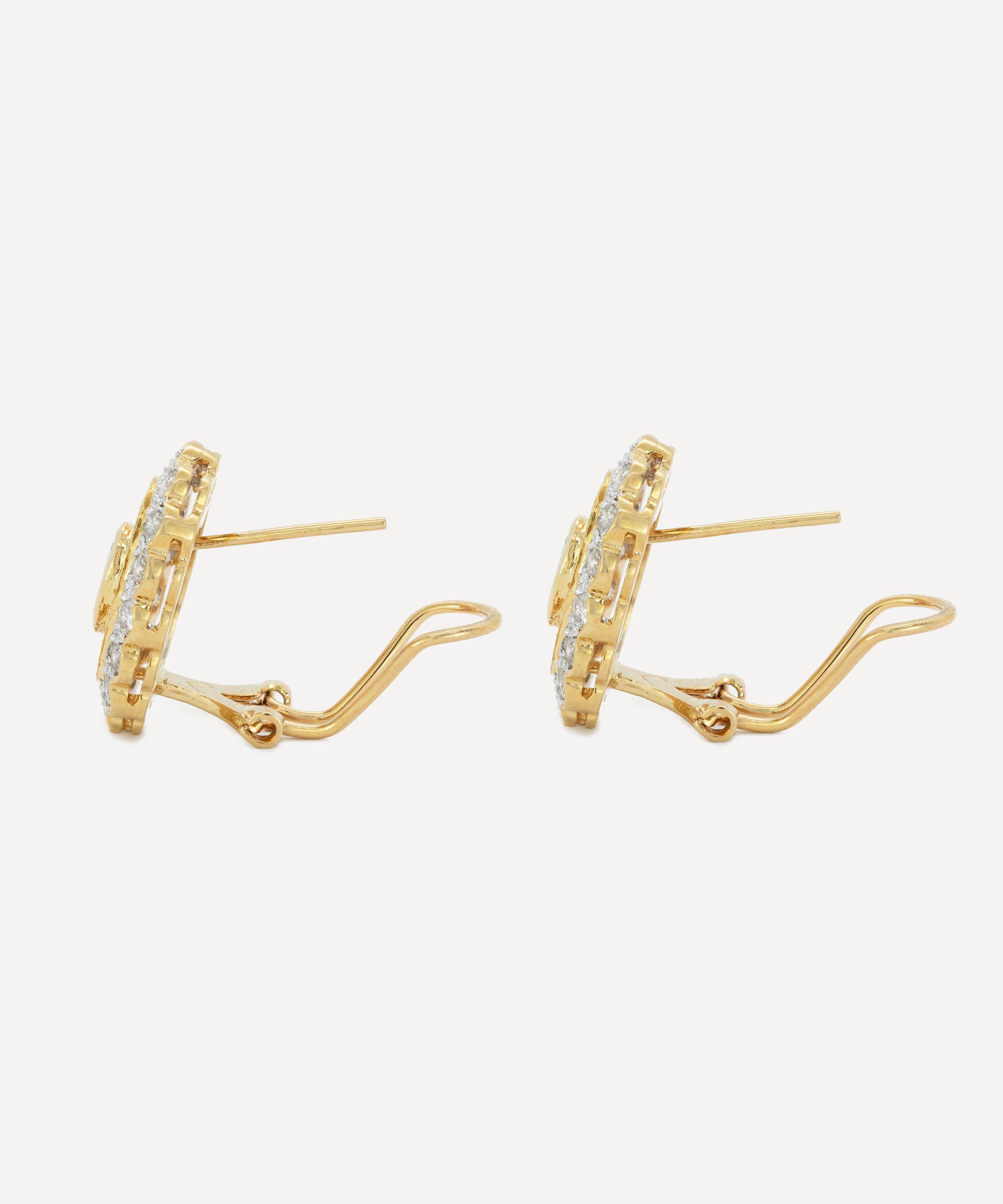 Kojis - 18ct Gold Sapphire and Diamond Lattice Stud Earrings image number 1