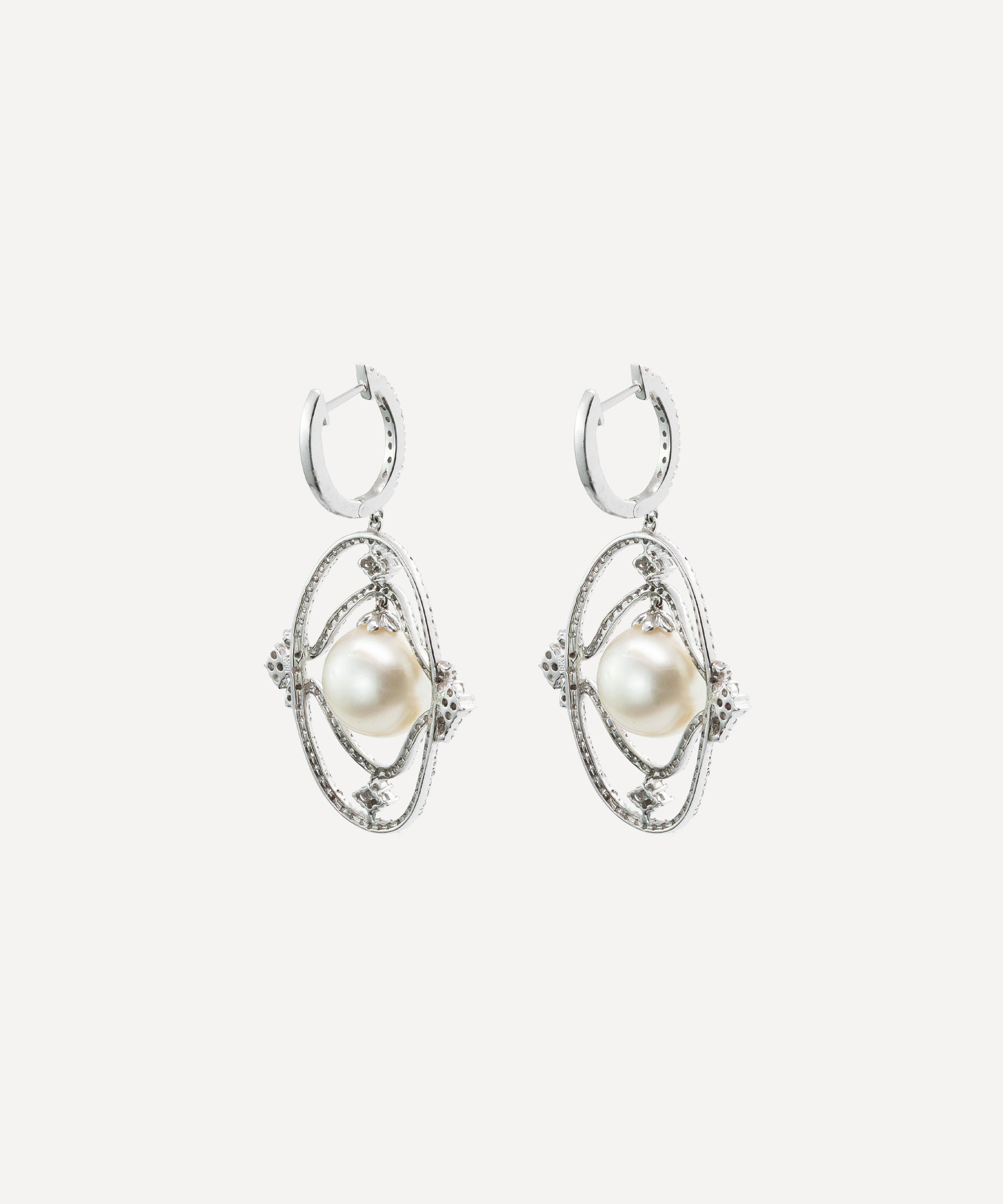 Kojis - 18ct White Gold South Sea Pearl and Diamond Drop Earrings image number 1