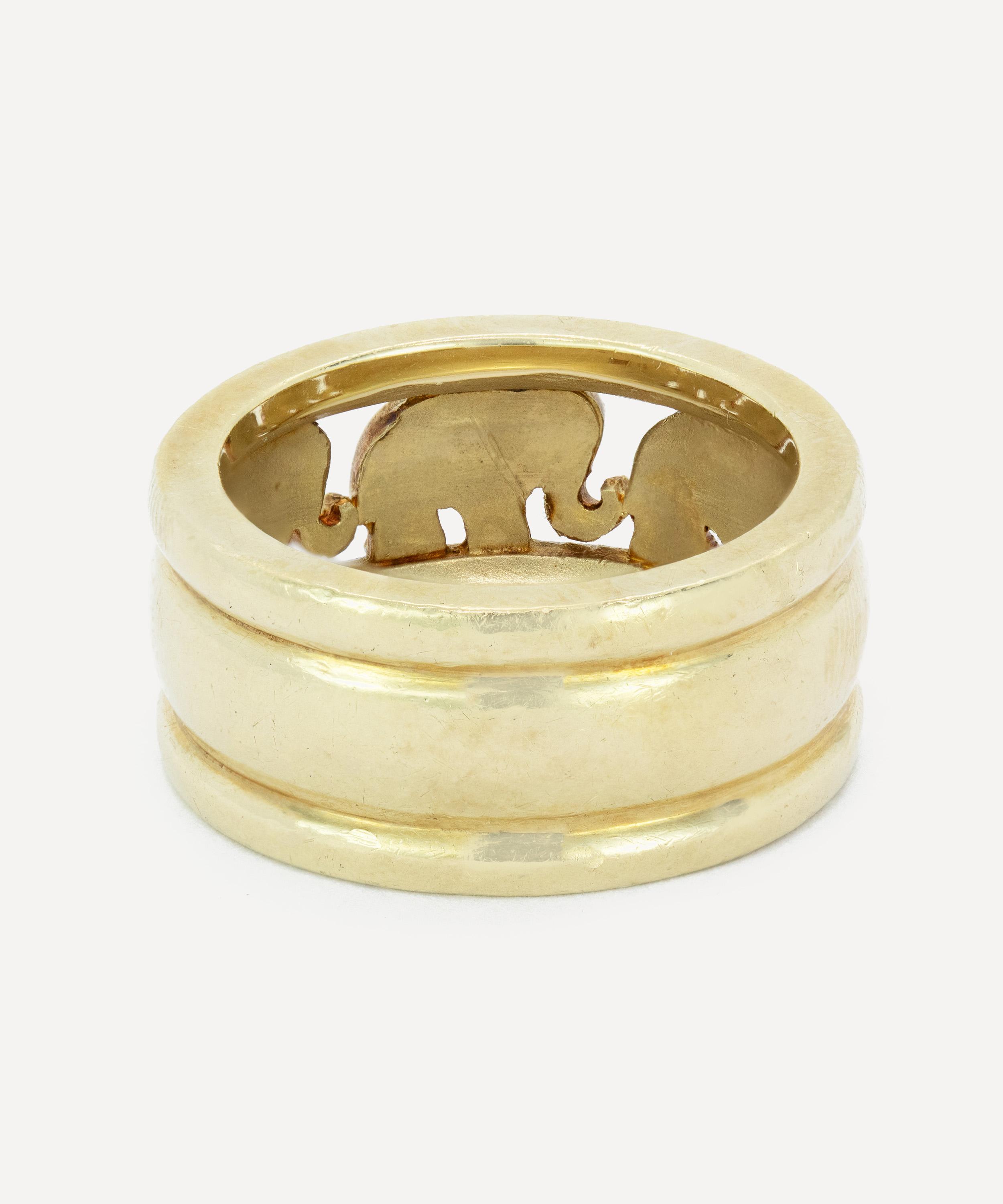 Kojis - 14ct Gold Vintage Elephant Band Ring image number 1