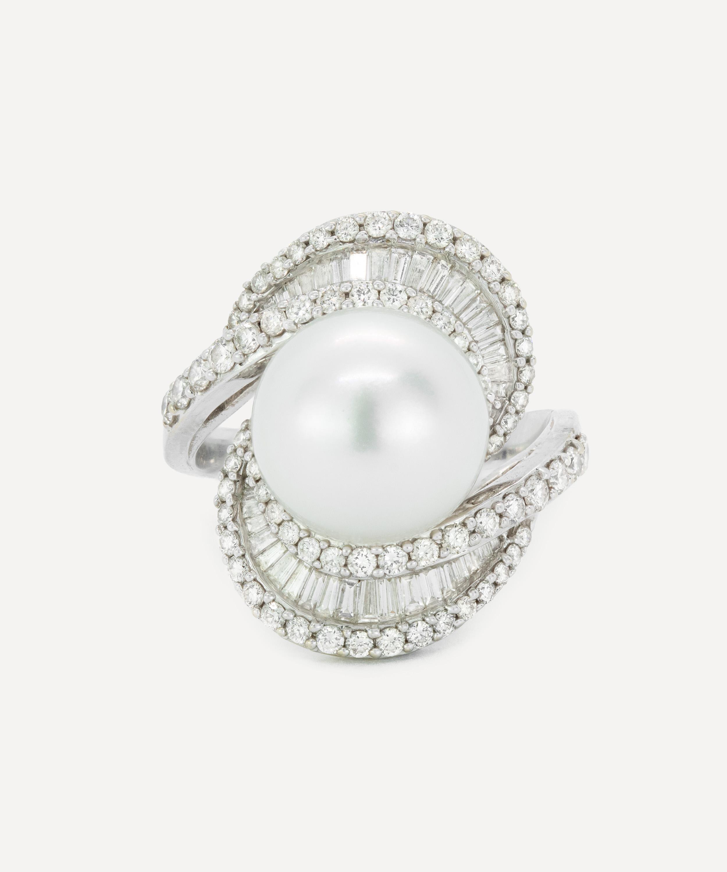 Kojis - 18ct White Gold South Sea Pearl and Mix Cut Diamond Ring