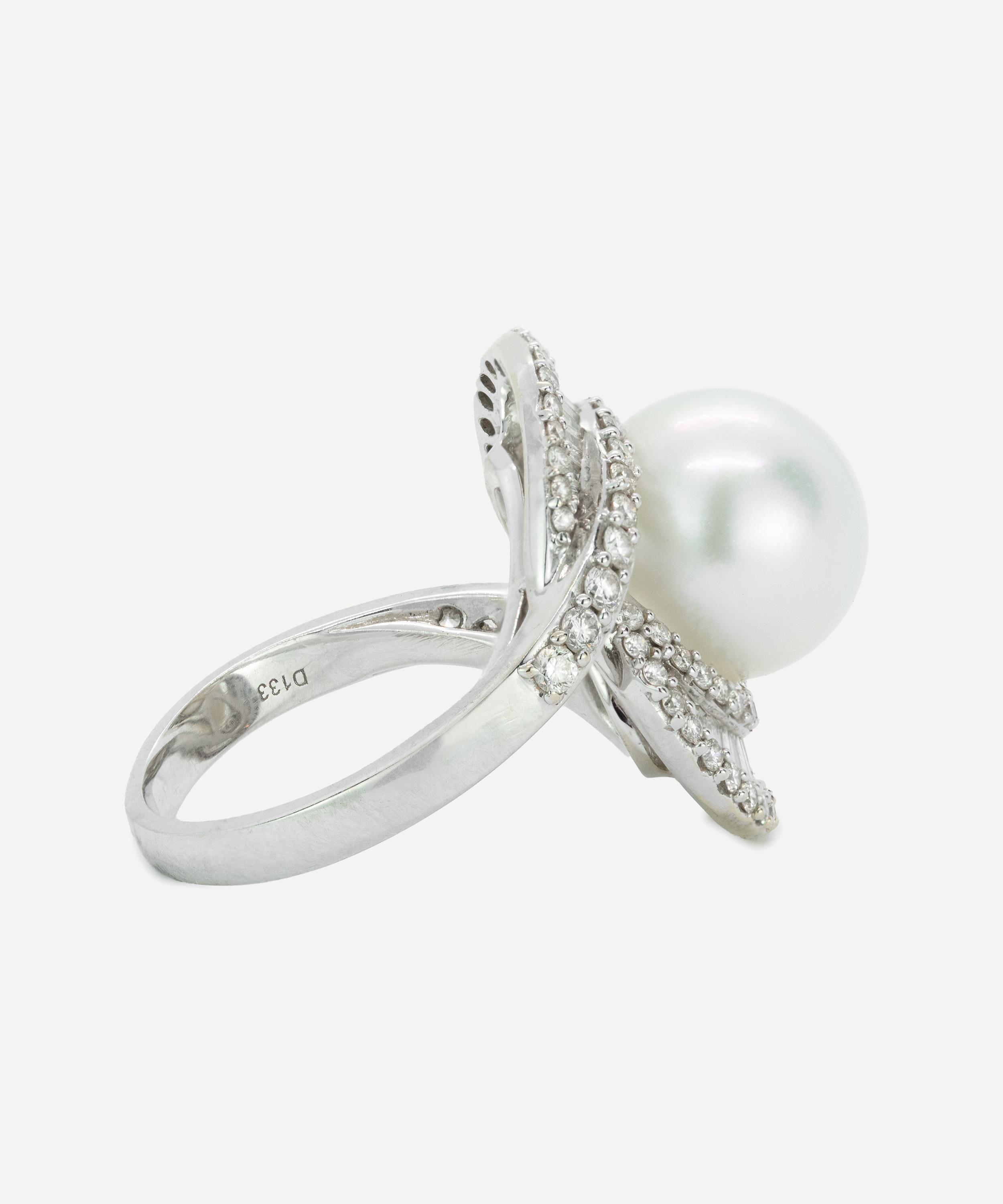Kojis - 18ct White Gold South Sea Pearl and Mix Cut Diamond Ring image number 1
