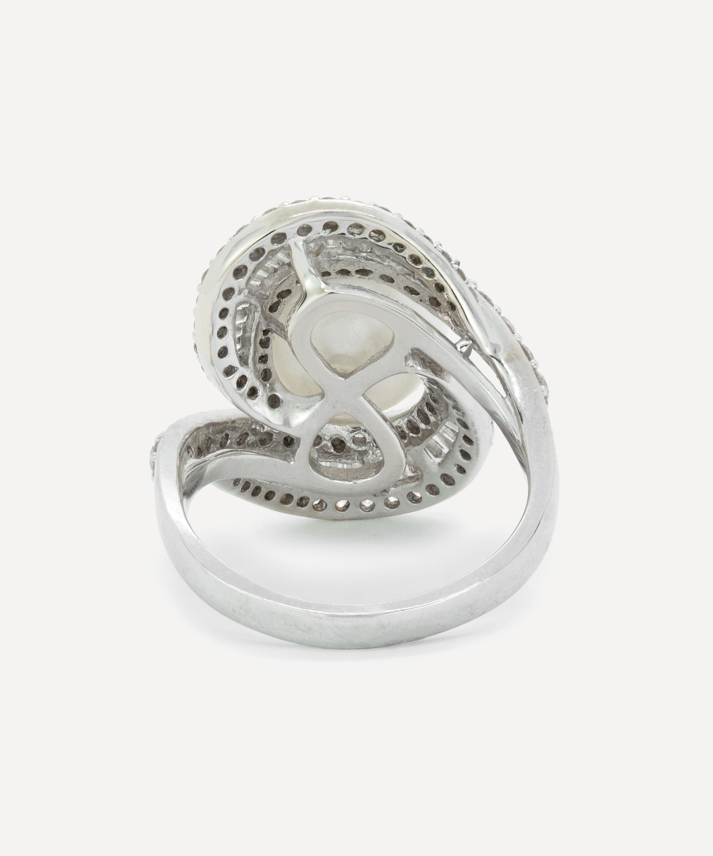 Kojis - 18ct White Gold South Sea Pearl and Mix Cut Diamond Ring image number 2