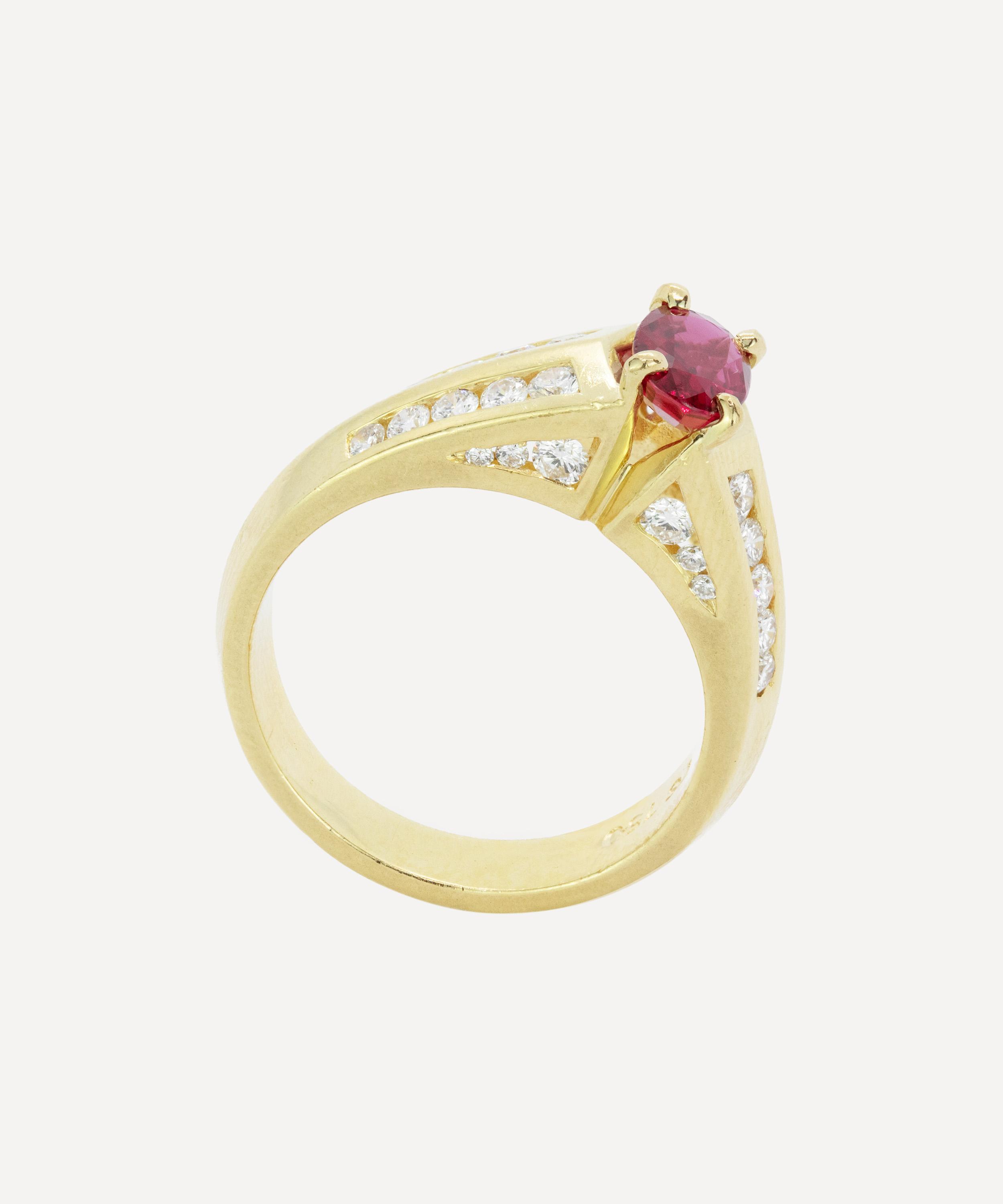 Kojis - 18ct Gold Ruby and Diamond Shoulder Ring image number 1